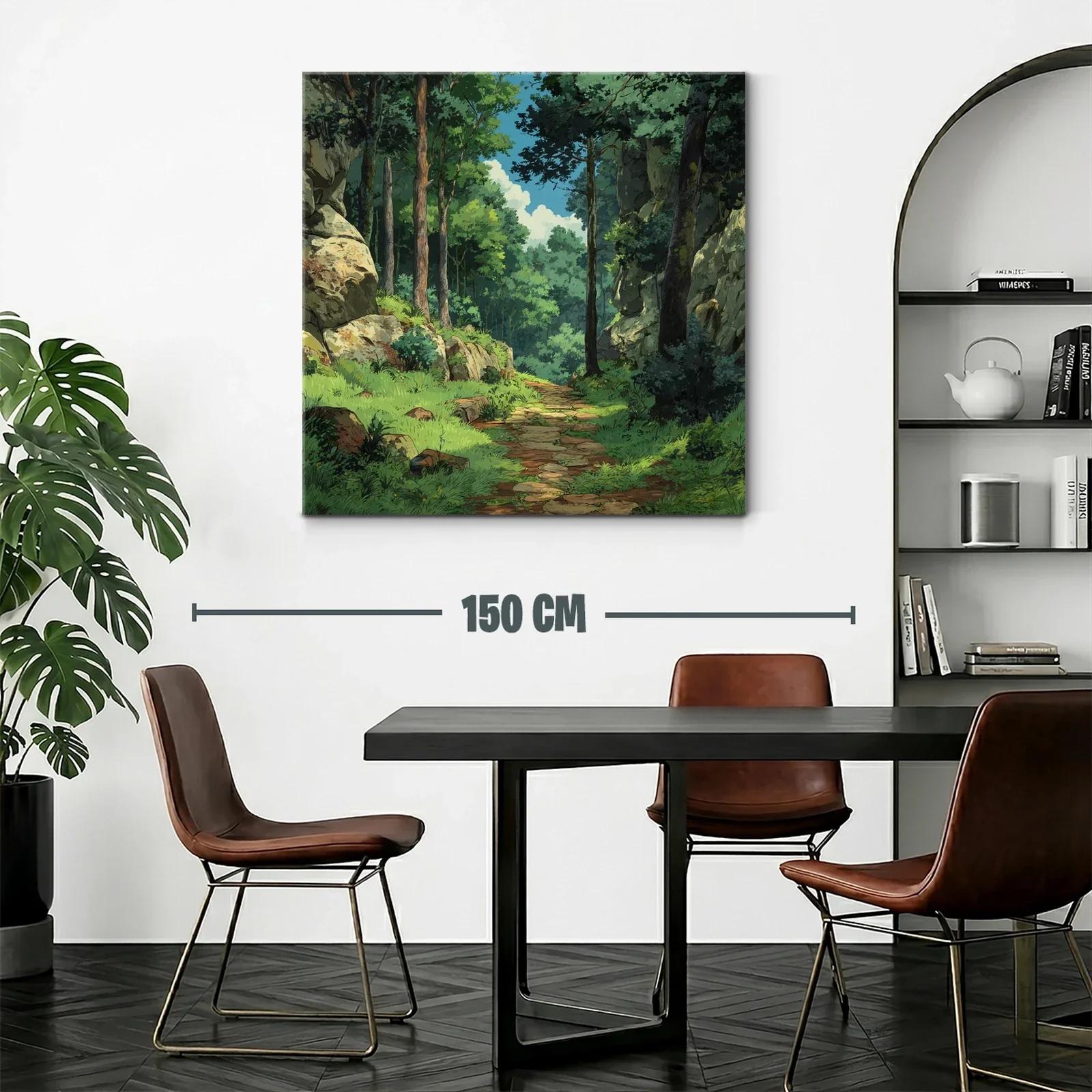 Camino entre árboles y rocas en bosque frondoso y tranquilo — miniatura 2