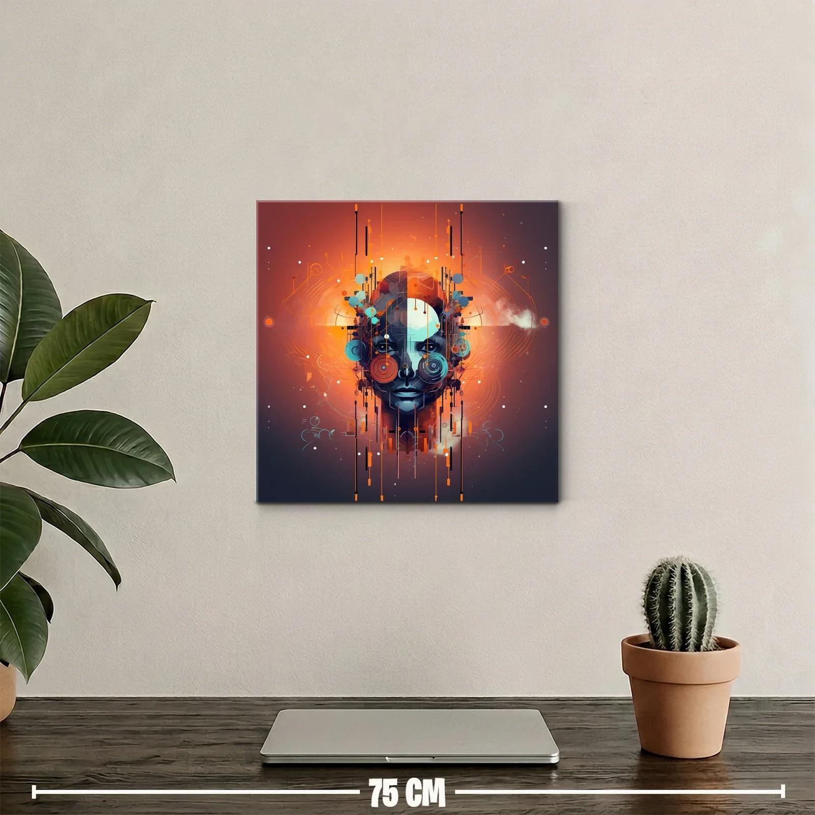 Rostro futurista con vibrantes tonalidades naranjas y azules — miniatura 2