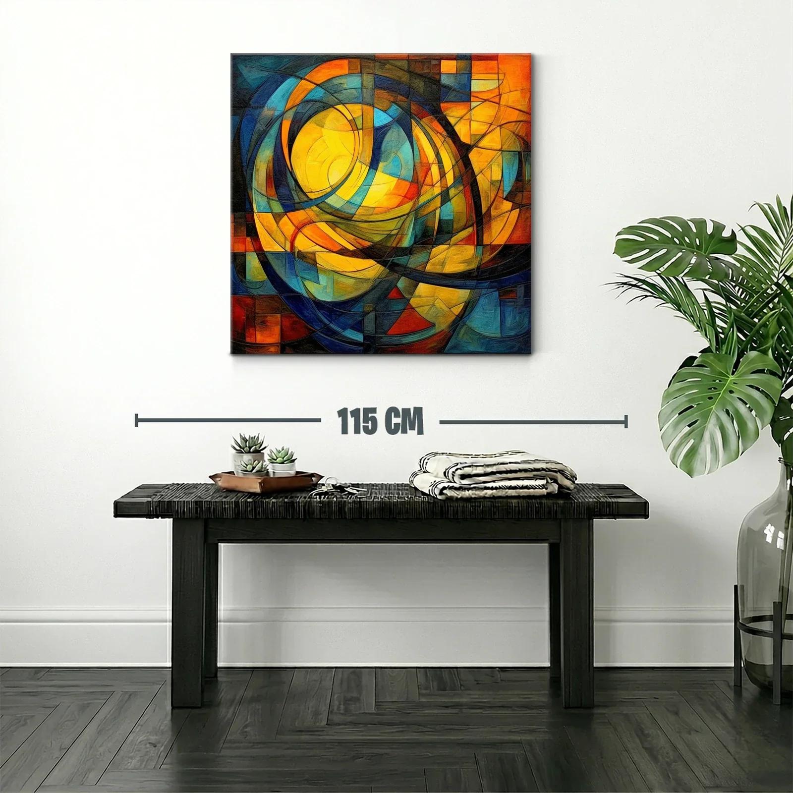 Cuadro abstracto con formas circulares y paleta cálida — miniatura 2