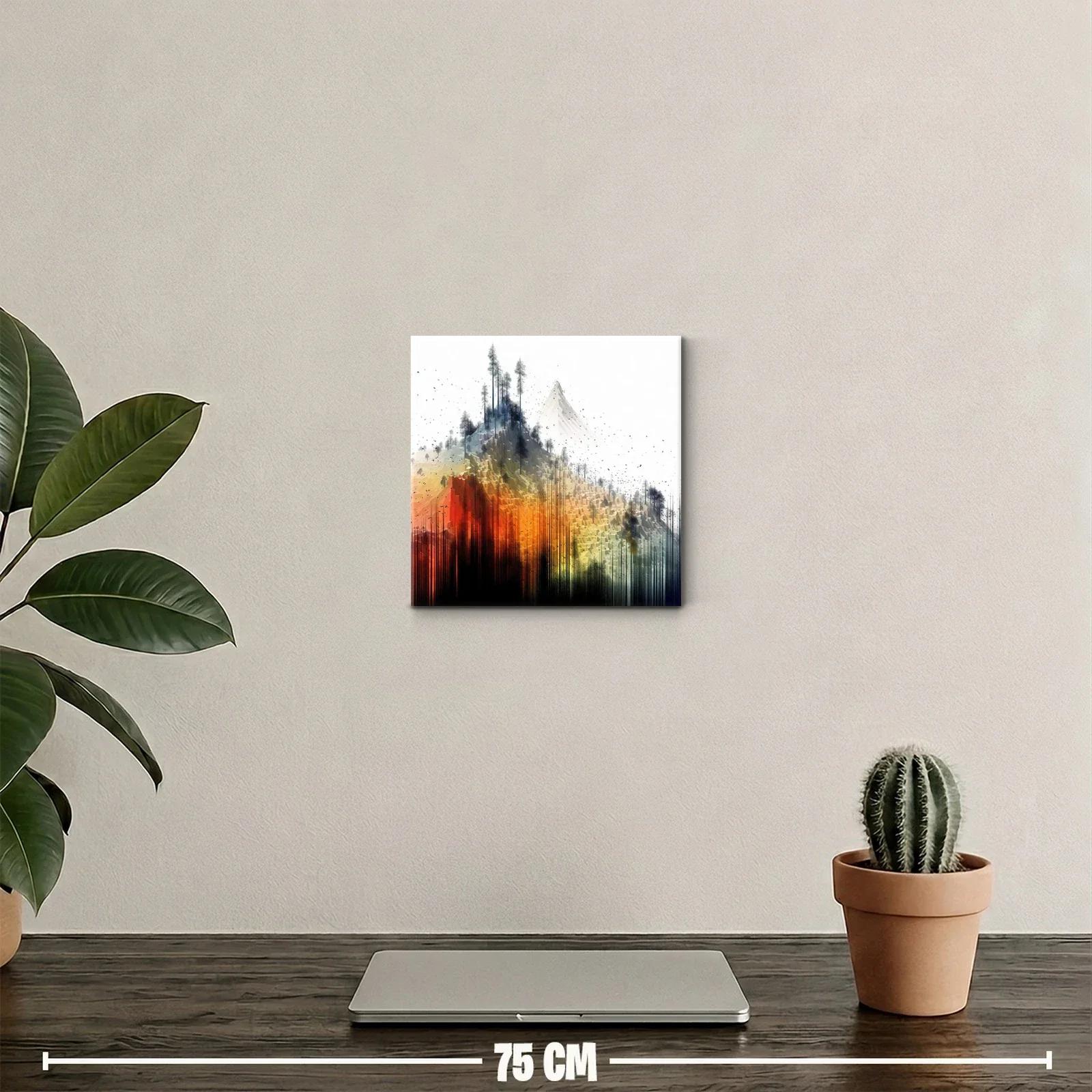 Paisaje abstracto con montañas y árboles en colores vivos — miniatura 2