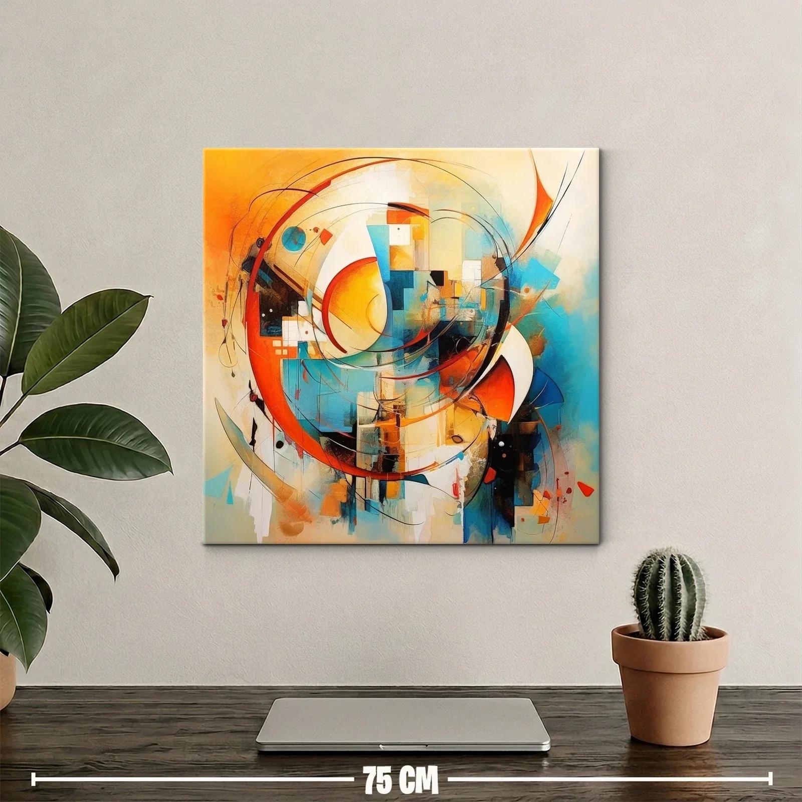 Composición abstracta vibrante en tonos cálidos y azules — miniatura 2