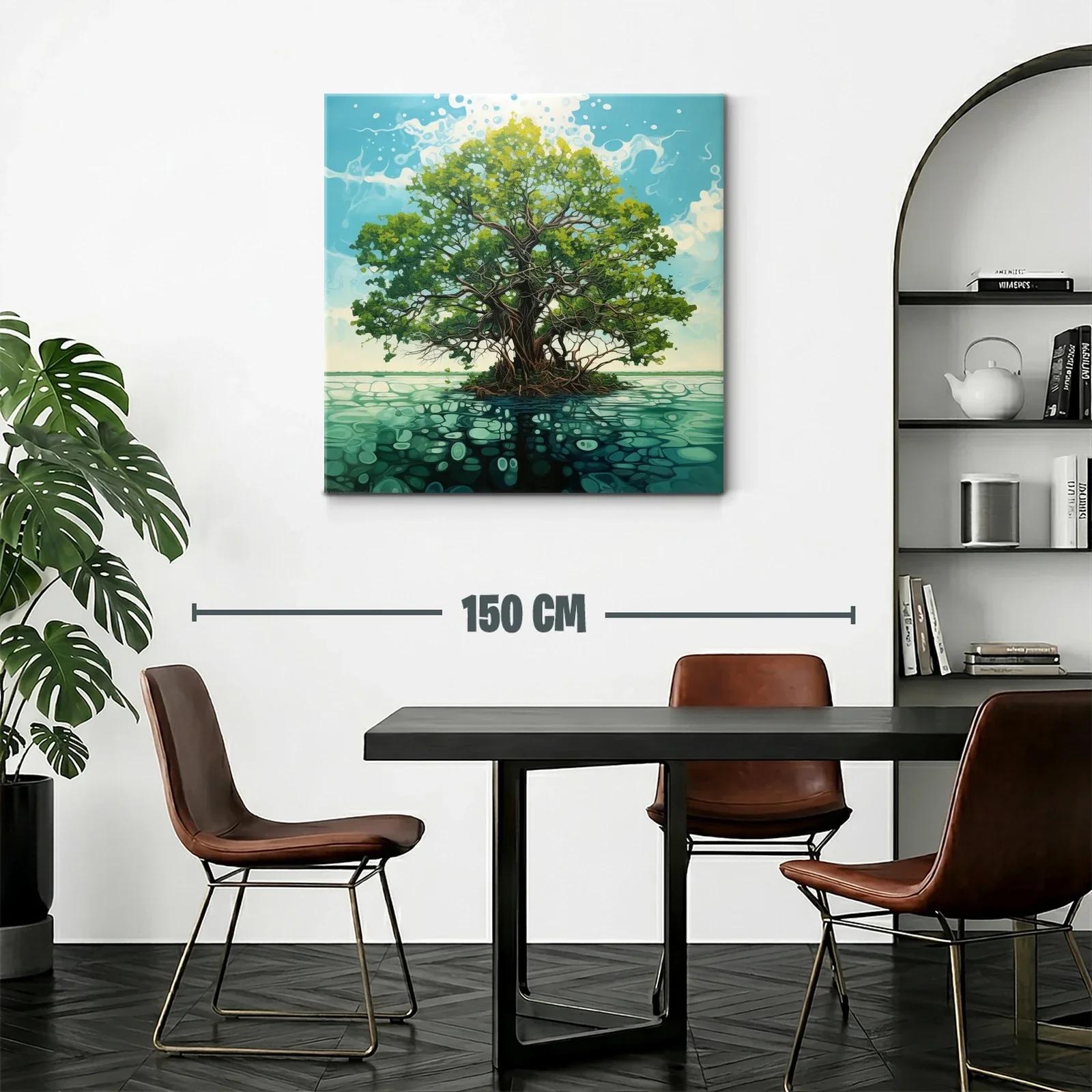 Árbol solitario sobre agua con reflejos y cielo azul — miniatura 2