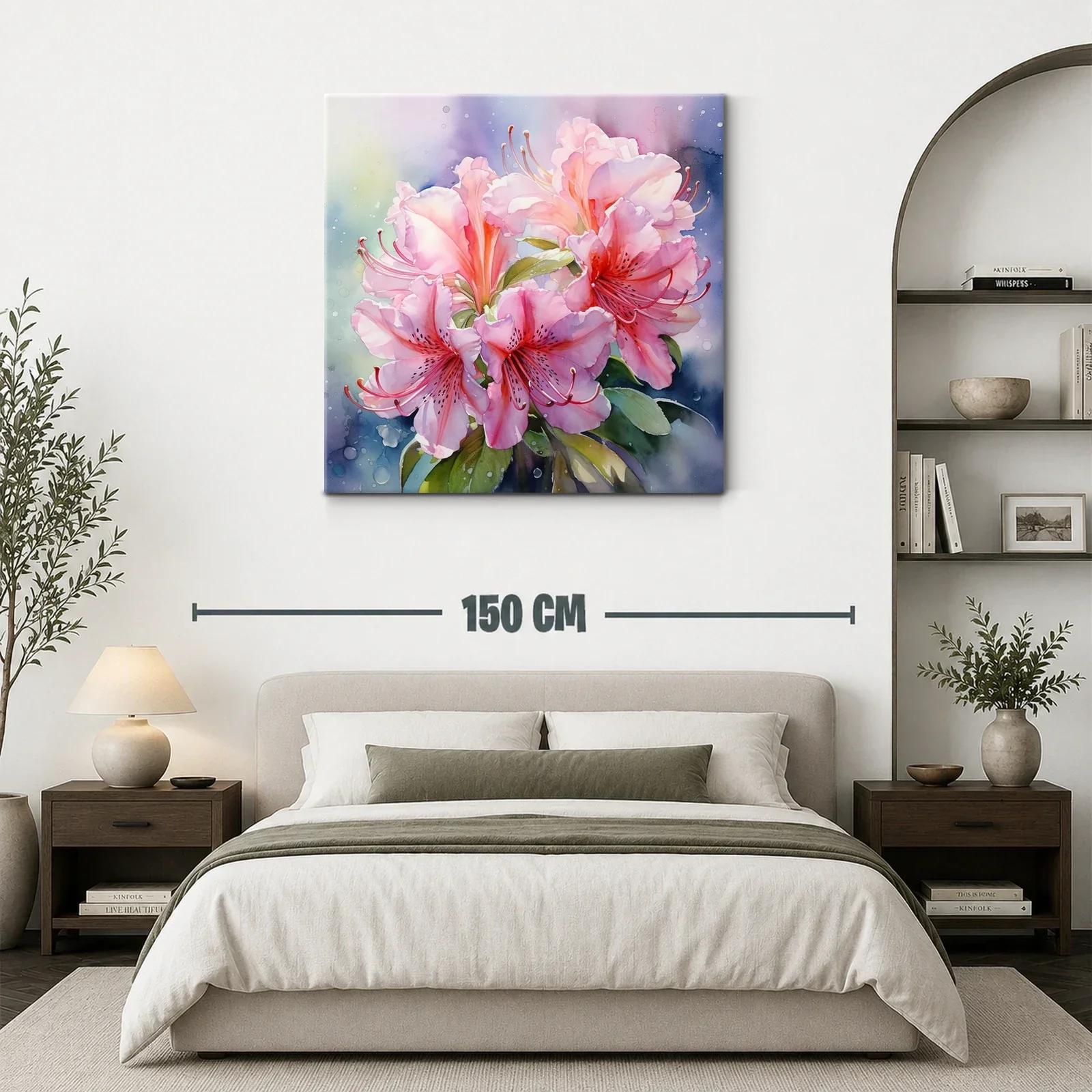 Cuadro floral con lirios rosas en acuarela delicada — miniatura 3