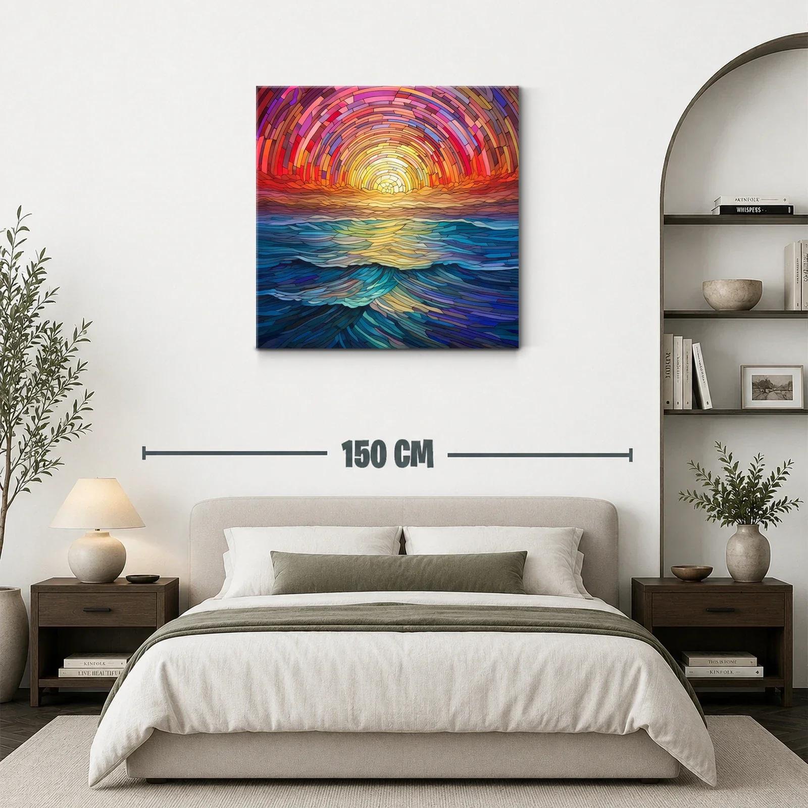 Atardecer vibrante sobre olas en tonos cálidos y azules — miniatura 3