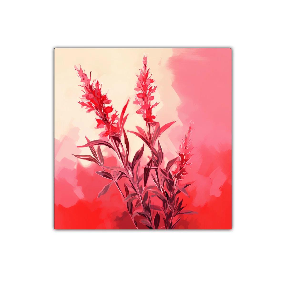 Cuadro decorativo con flores rojas vibrantes y fondo suave — imagen principal