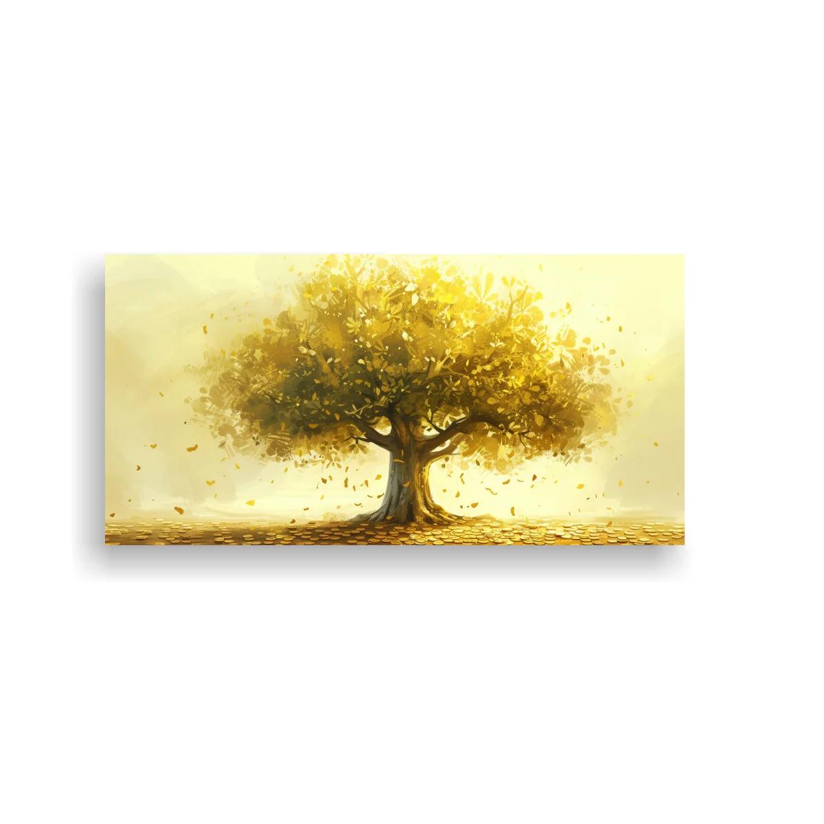 Cuadro árbol dorado con resplandor cálido