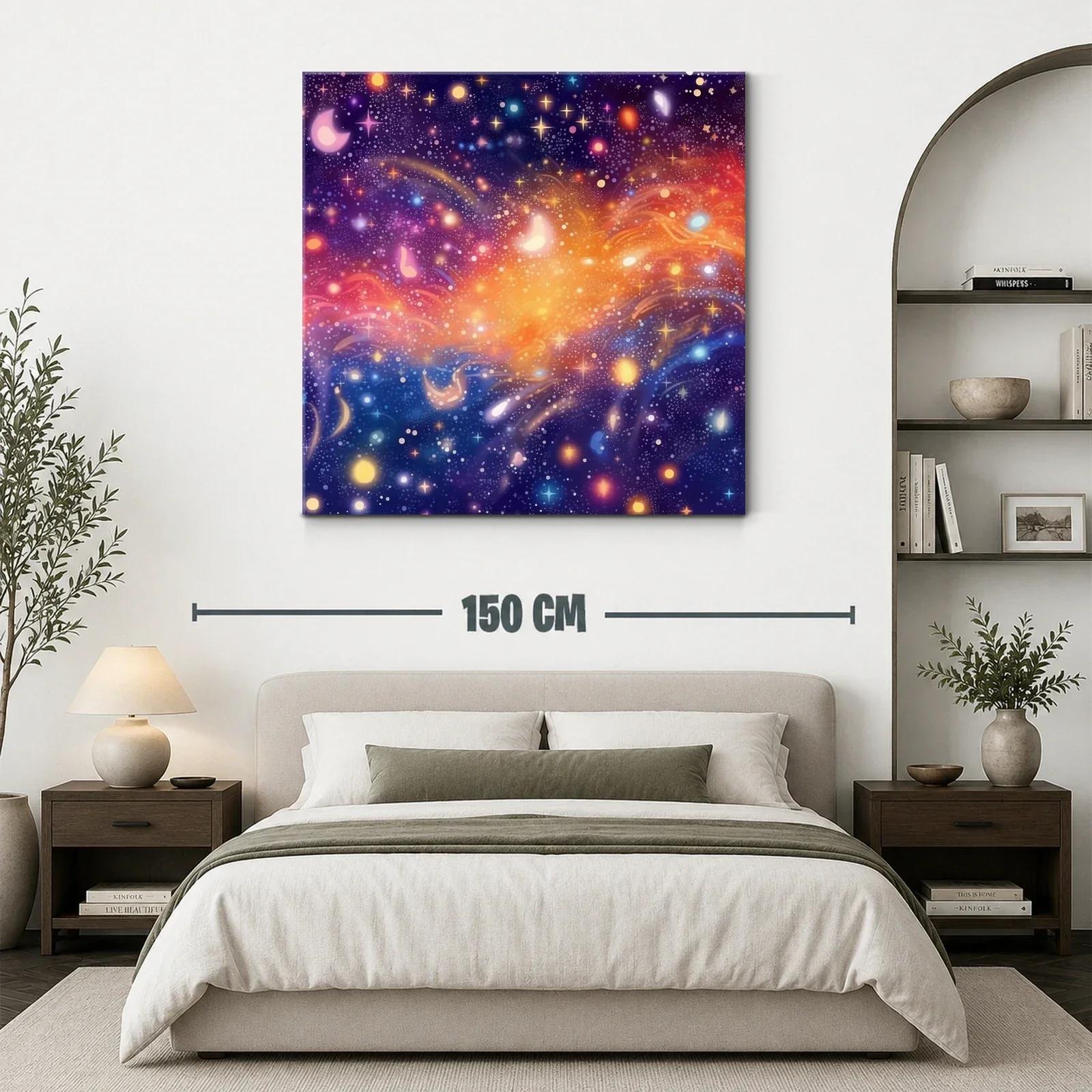 Cuadro Universo Abstracto con Estrellas y Luz Vibrante — miniatura 3
