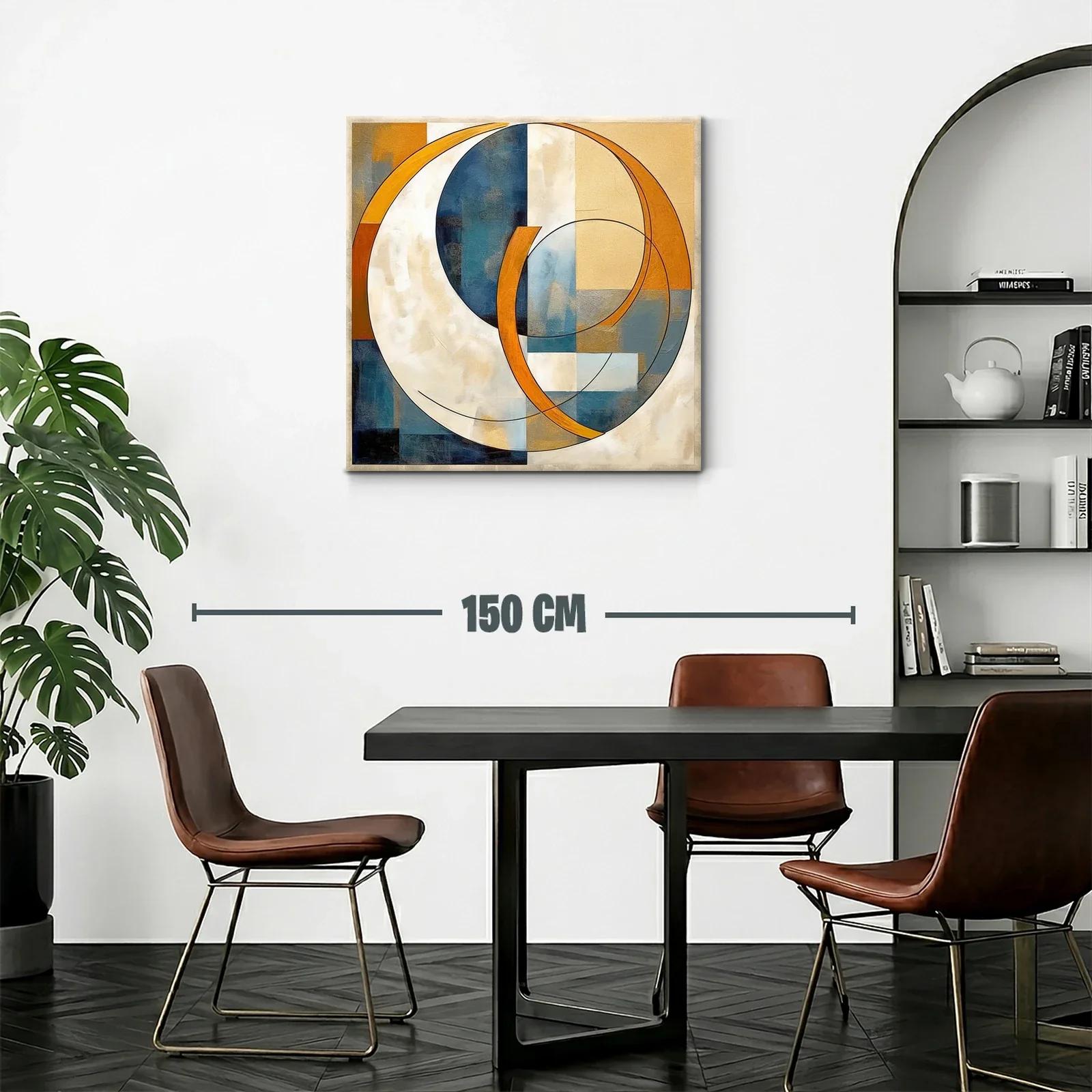 Cuadro abstracto con formas circulares y tonos cálidos — miniatura 2