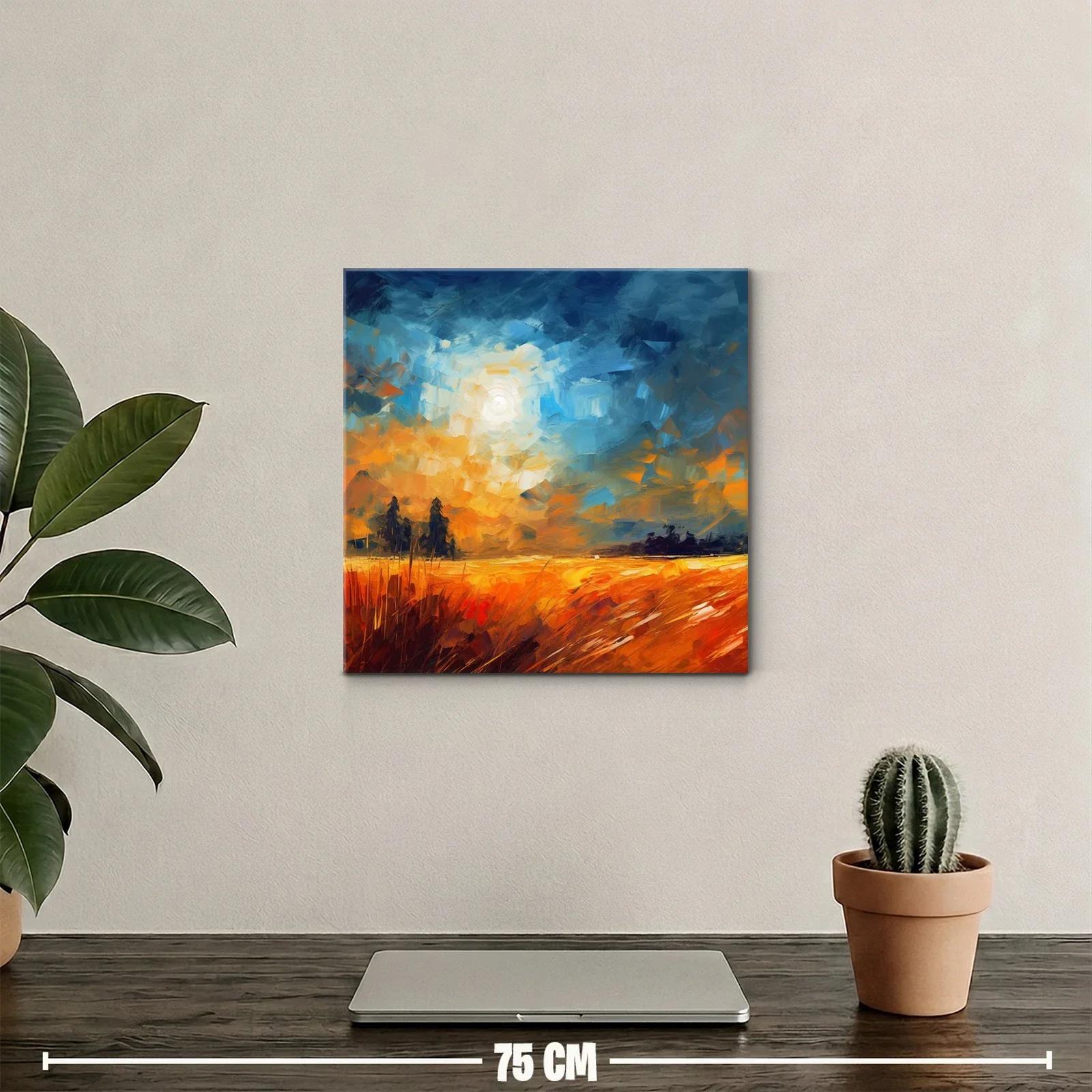 Paisaje abstracto de campo dorado al atardecer — miniatura 2