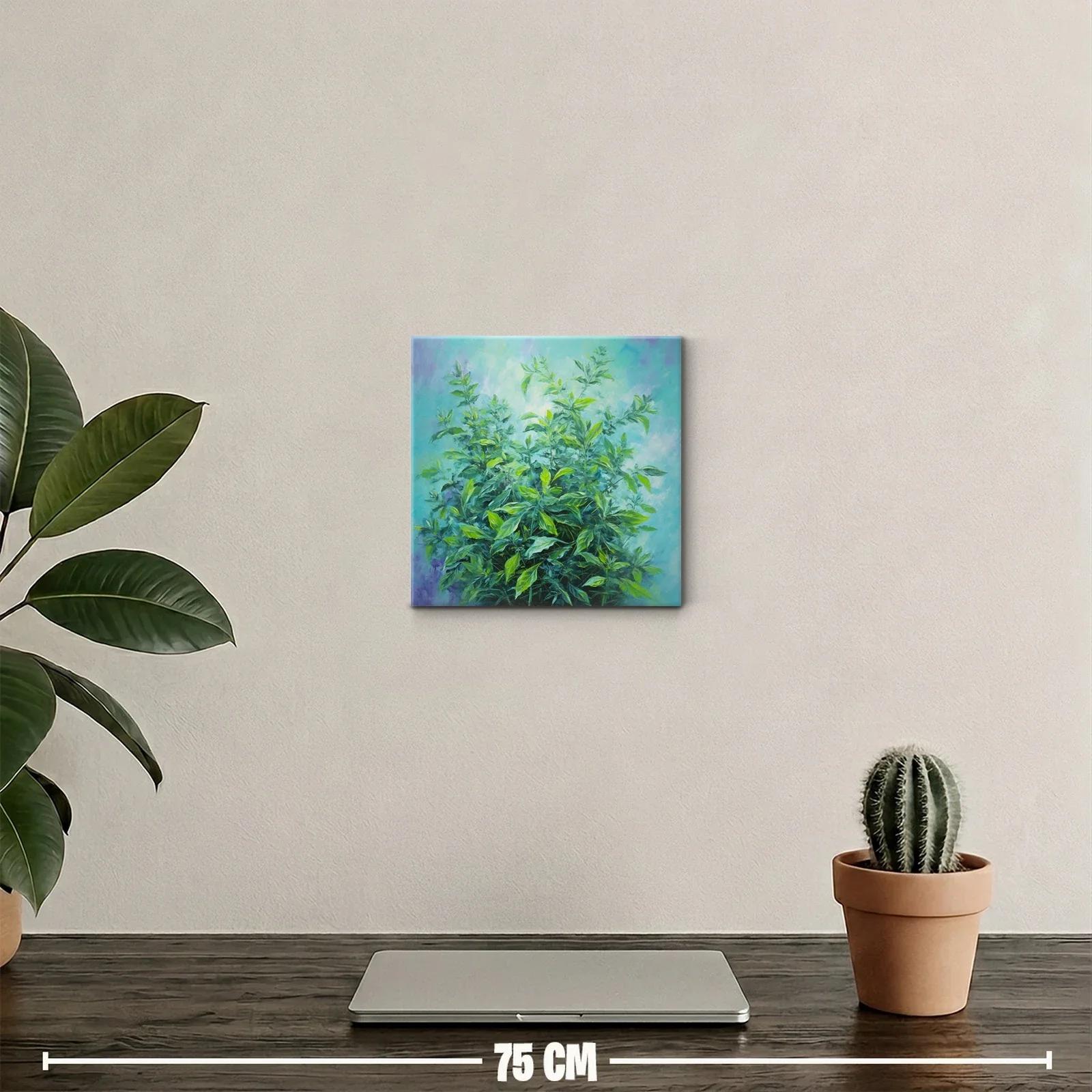 Cuadro de follaje vibrante con tonos verdes y azules — miniatura 2