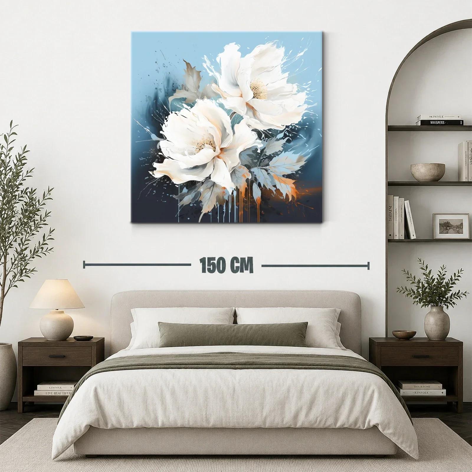 Cuadro floral en tonos suaves y vibrantes azules — miniatura 3