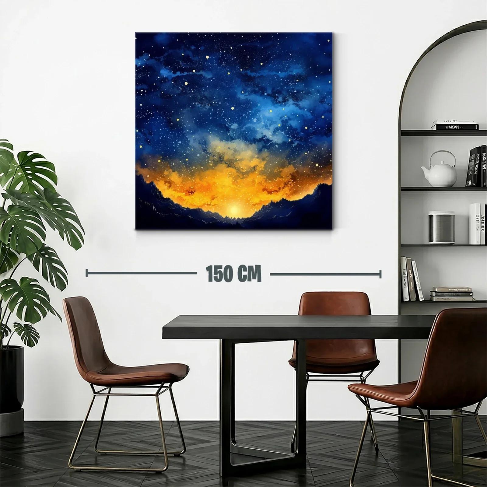 Paisaje Cósmico con Cielo Estrellado y Amanecer Dorado — miniatura 2