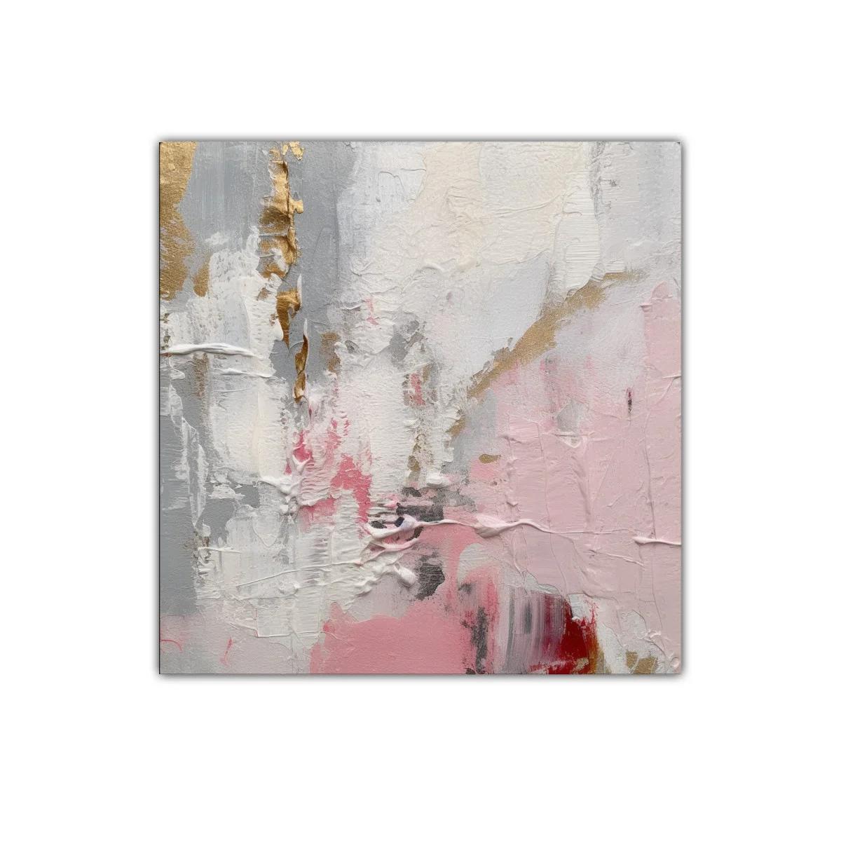 Cuadro decorativo abstracto en tonos suaves pastel y dorados