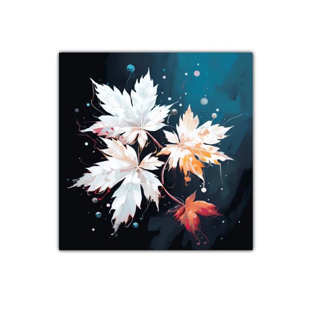 Elegancia natural en hojas flotantes sobre fondo azul