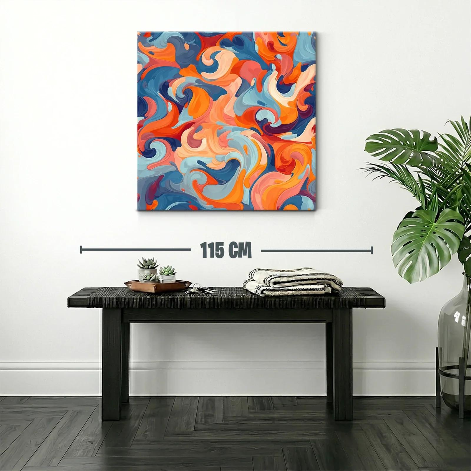 Cuadro abstracto en vibrantes tonos cálidos y fríos — miniatura 2