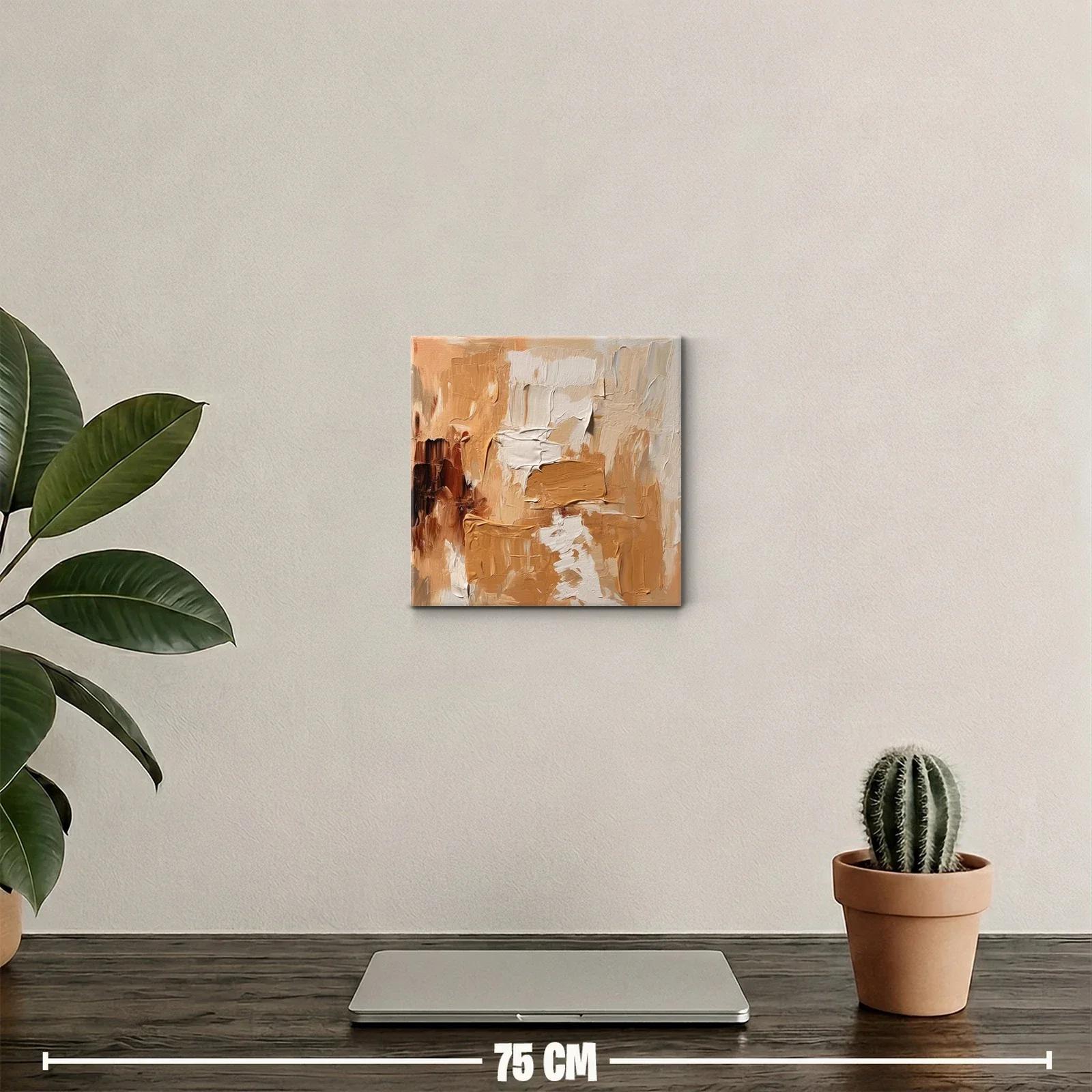 Cuadro abstracto con tonos cálidos y textura marcada — miniatura 2