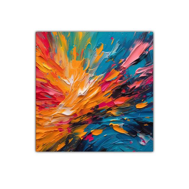 Cuadro abstracto vibrante con explosión de colores vivos