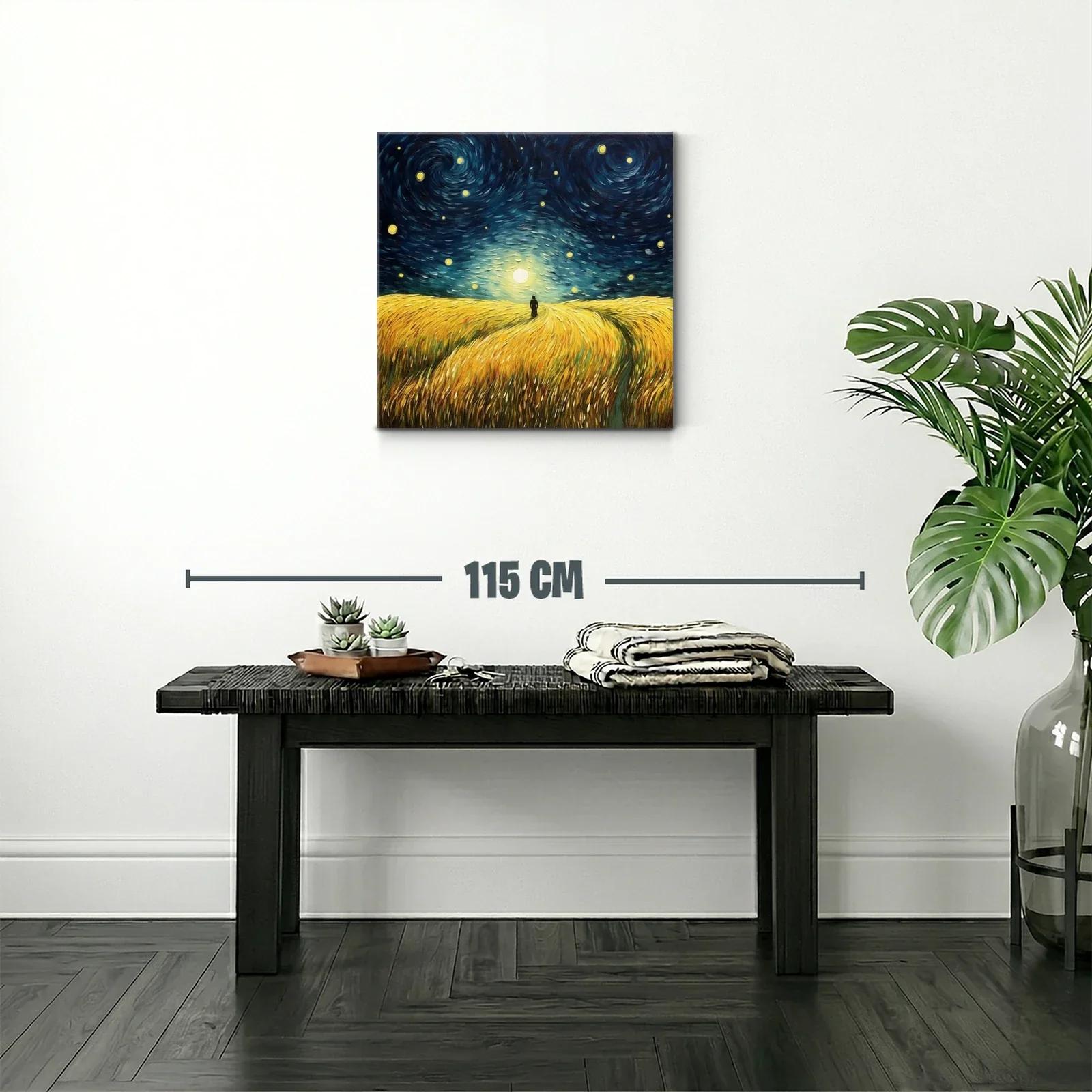 Paisaje nocturno con trigo bajo cielo estrellado — miniatura 2