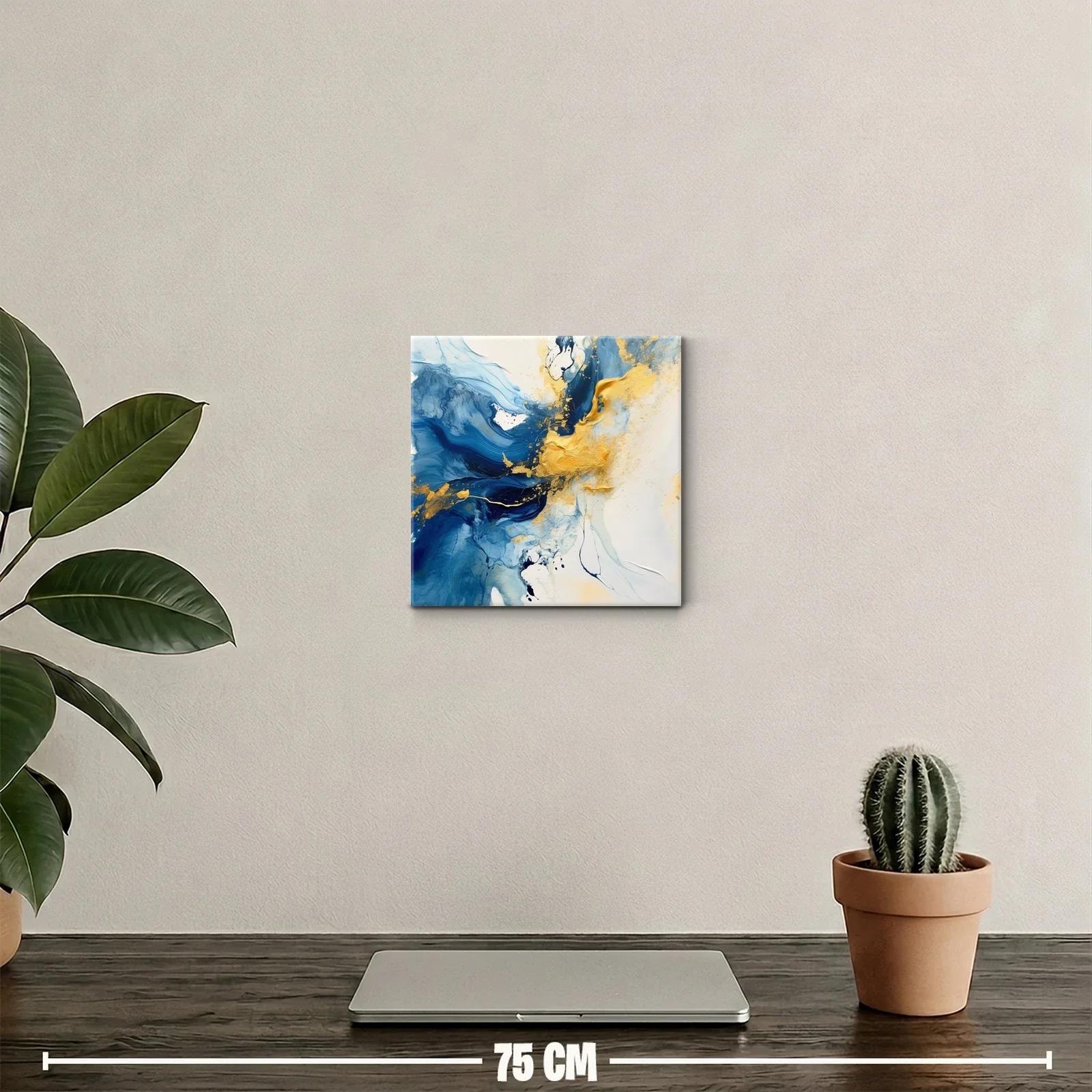 Arte abstracto con tonos azul y dorado vibrante — miniatura 2