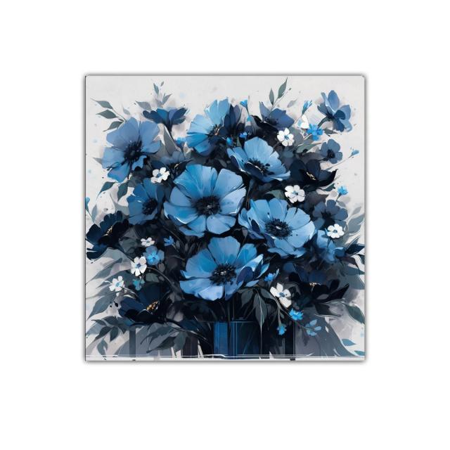 Ramo de flores en tonos azules con toque elegante