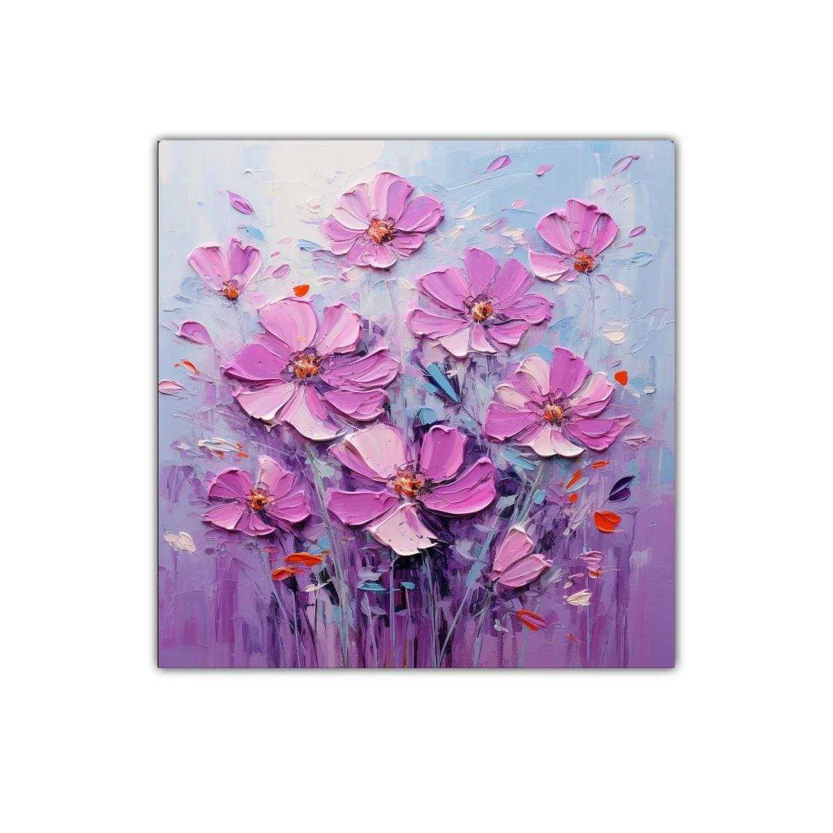 Cuadro flores rosas con toques de color vibrante — imagen principal