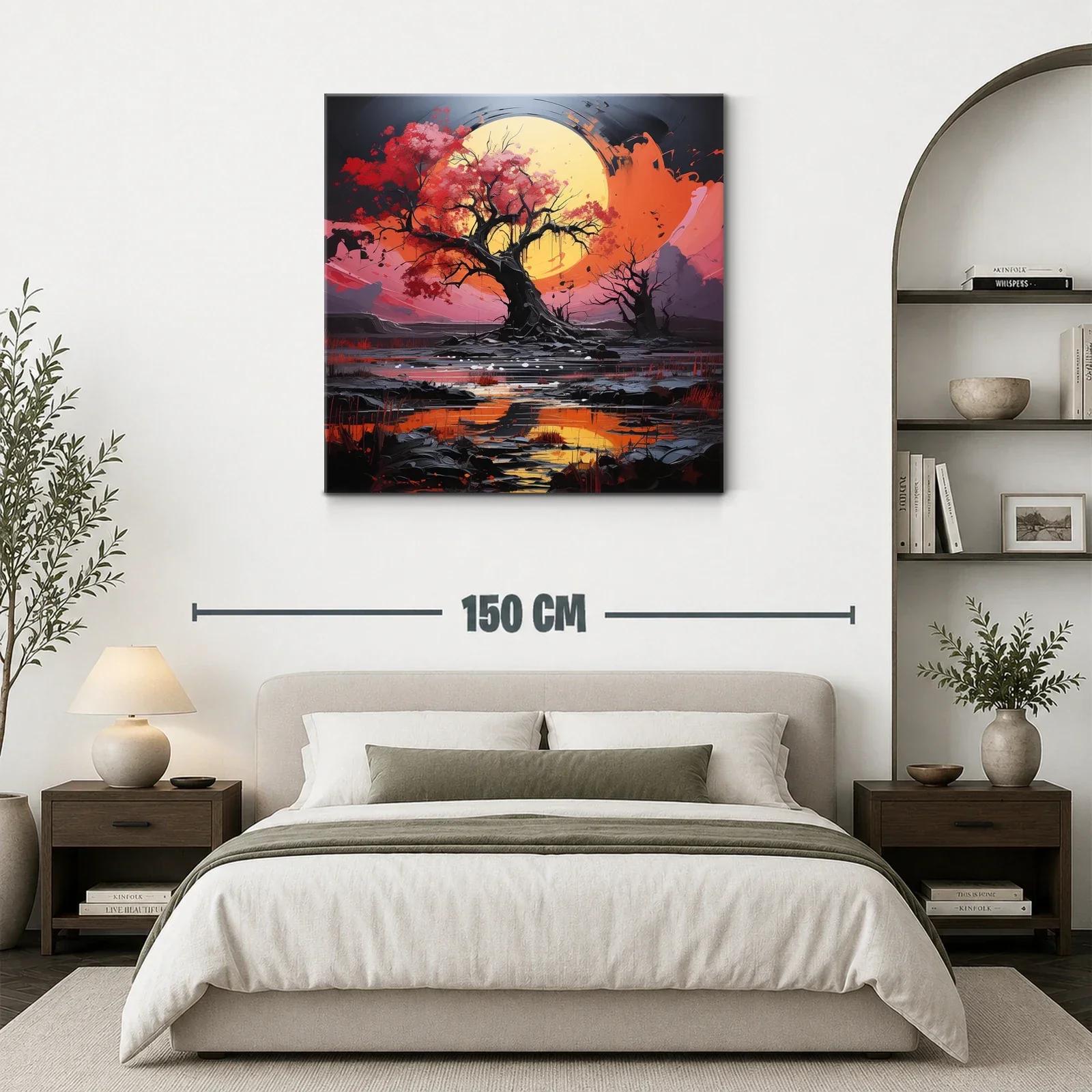 Árbol esplendoroso con luna llena y reflejos vibrantes — miniatura 3