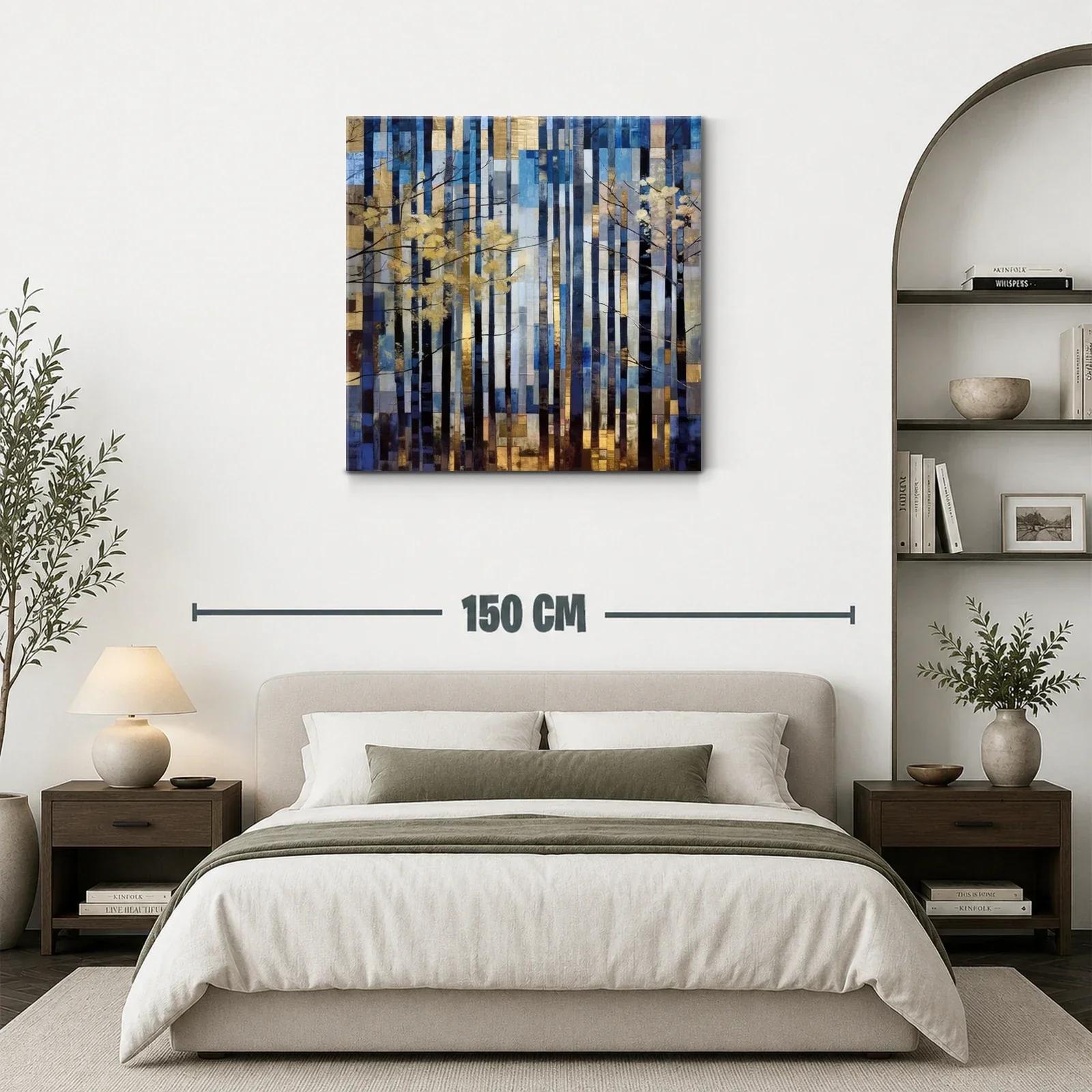 Bosque abstracto con tonos dorados y azules en líneas verticales — miniatura 3