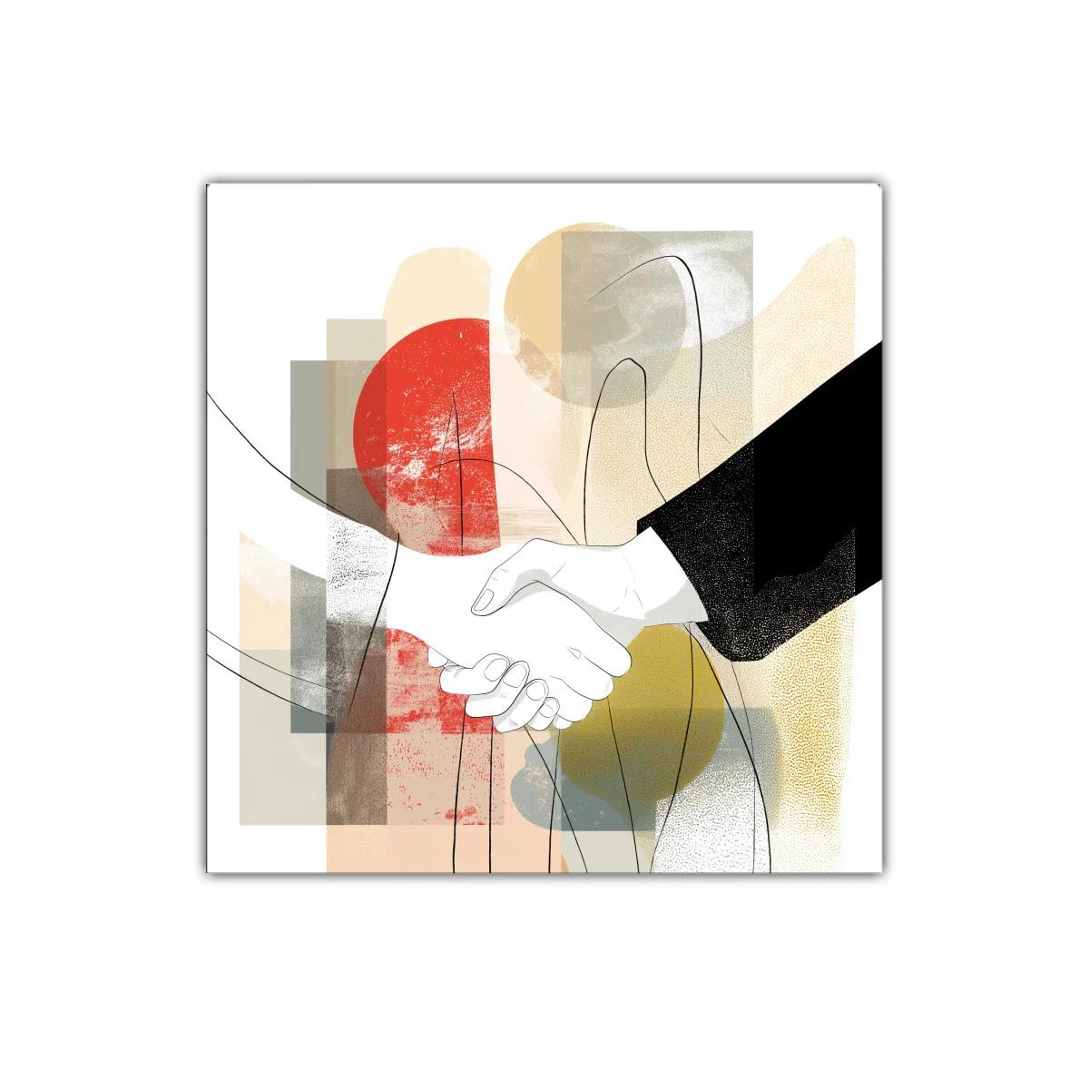 Cuadro decorativo abstracto con apretón de manos estilizado — imagen principal
