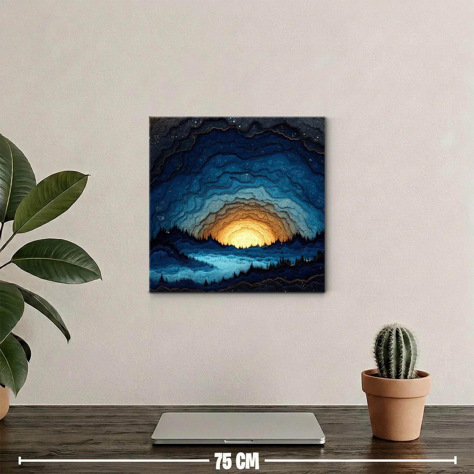 Atardecer estrellado en montañas onduladas azuladas — miniatura 2