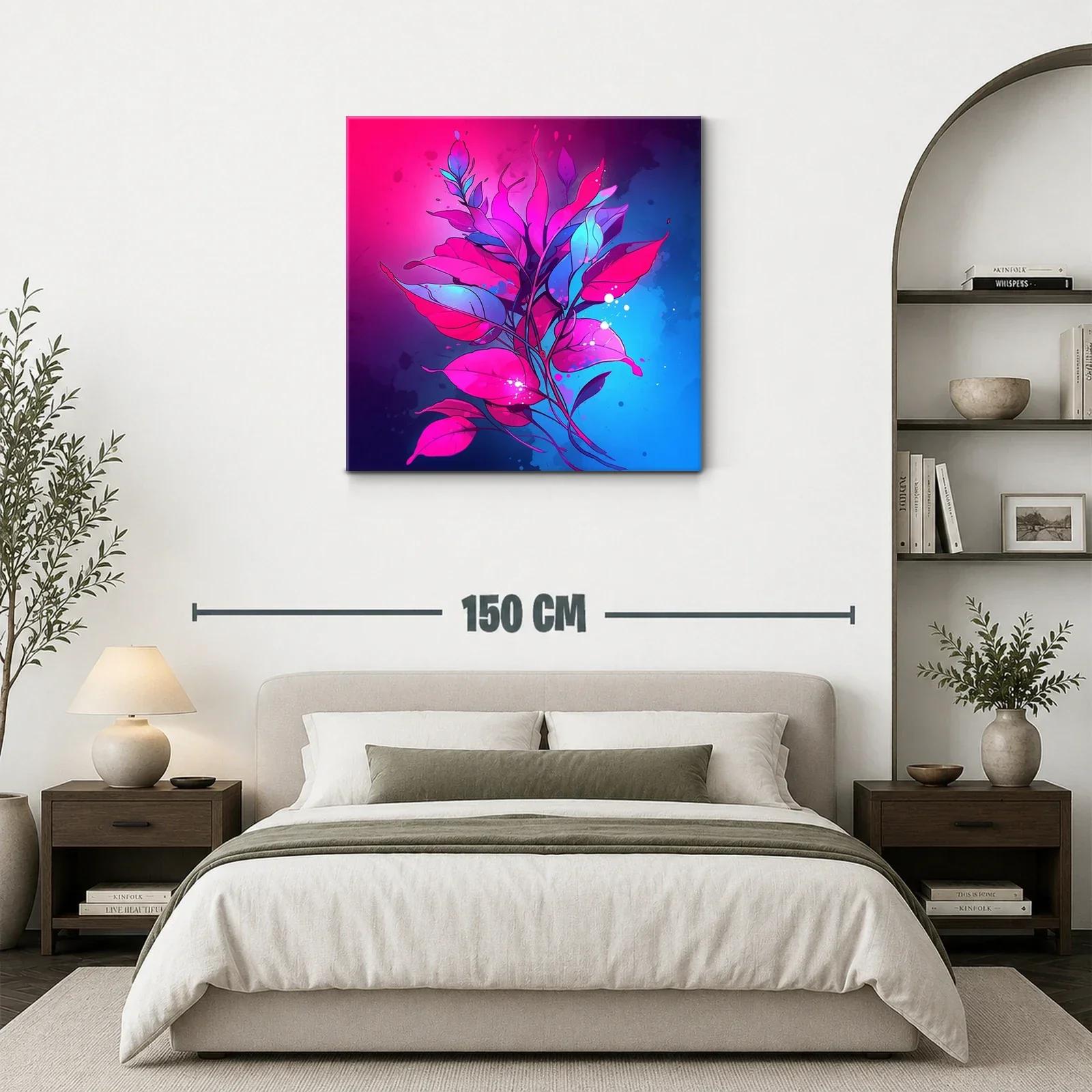 Composición vibrante de hojas en tonos fucsia y azul — miniatura 3