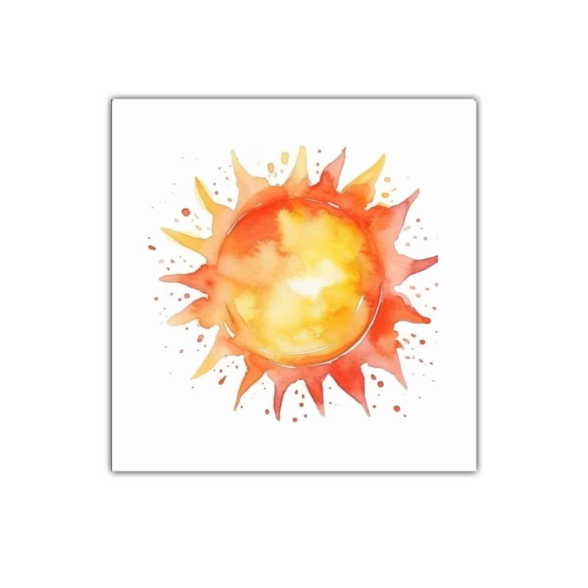 Cuadro decorativo sol vibrante con colores cálidos