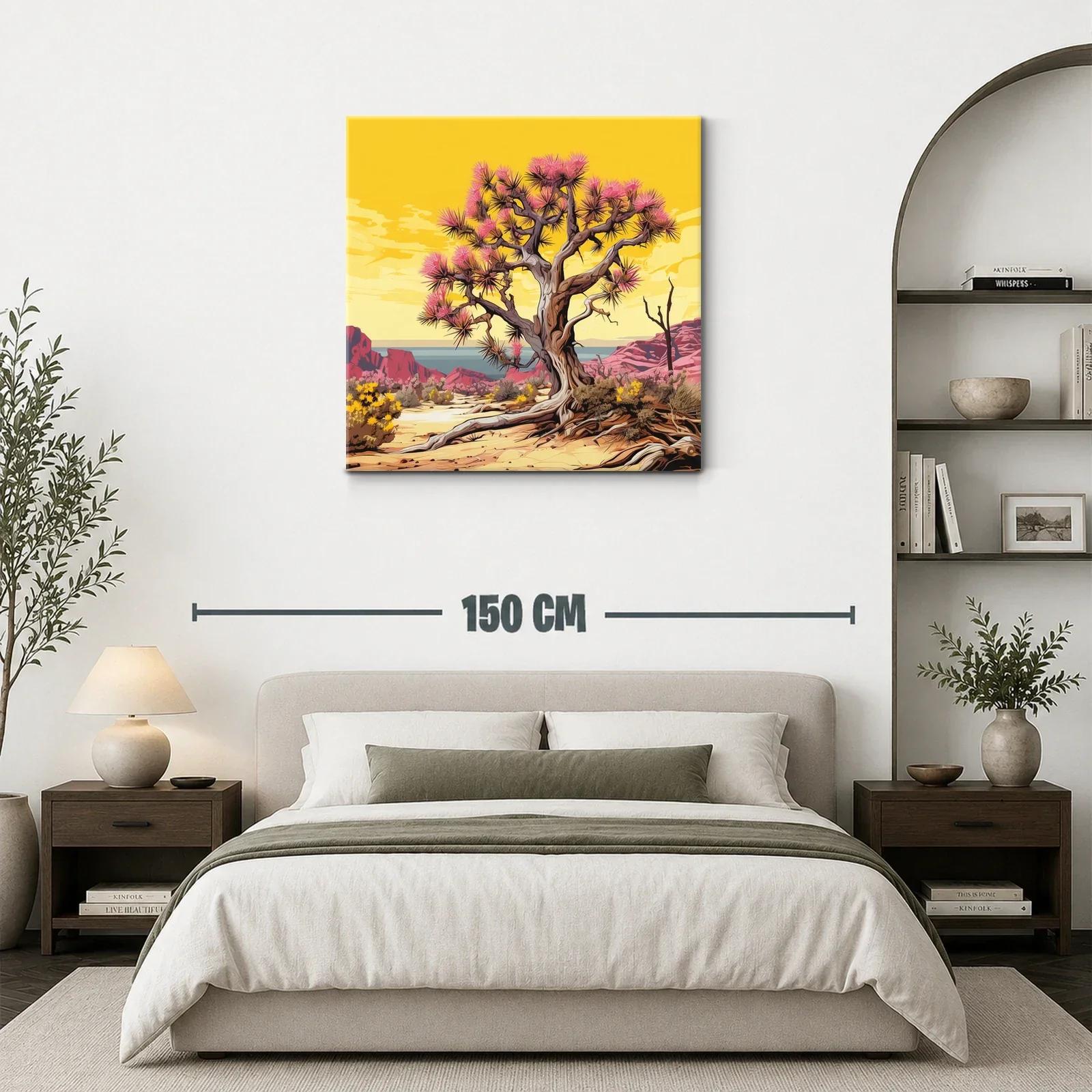 Árbol desierto con flores rosas y paisaje brillante — miniatura 3