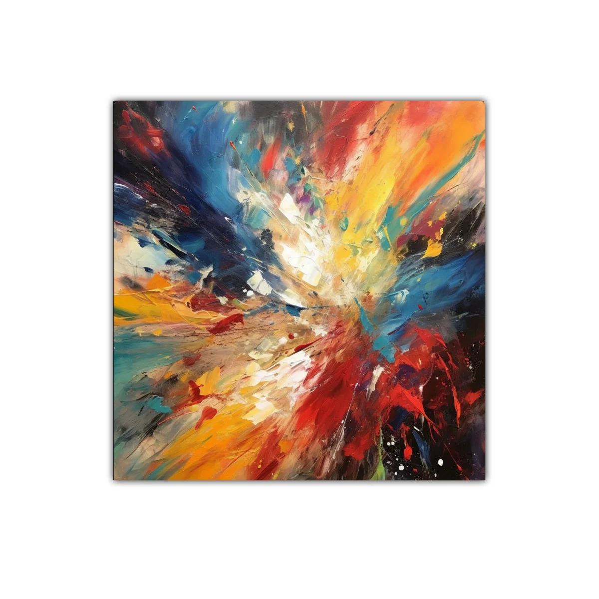 Cuadro abstracto con explosión vibrante de color y energía