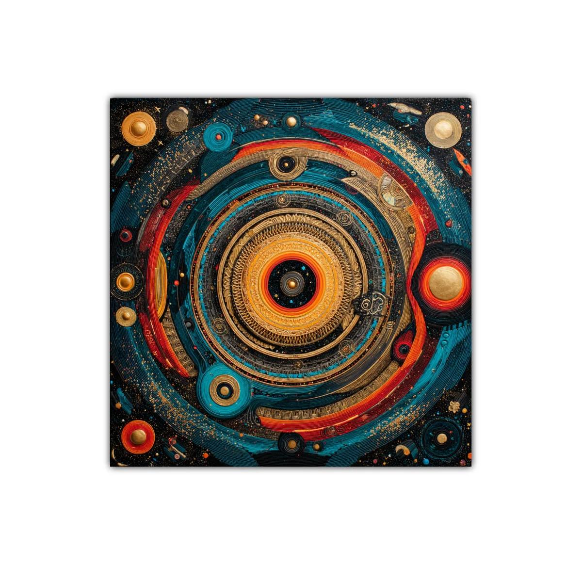 Composición artística inspirada en mandala cósmico colorido