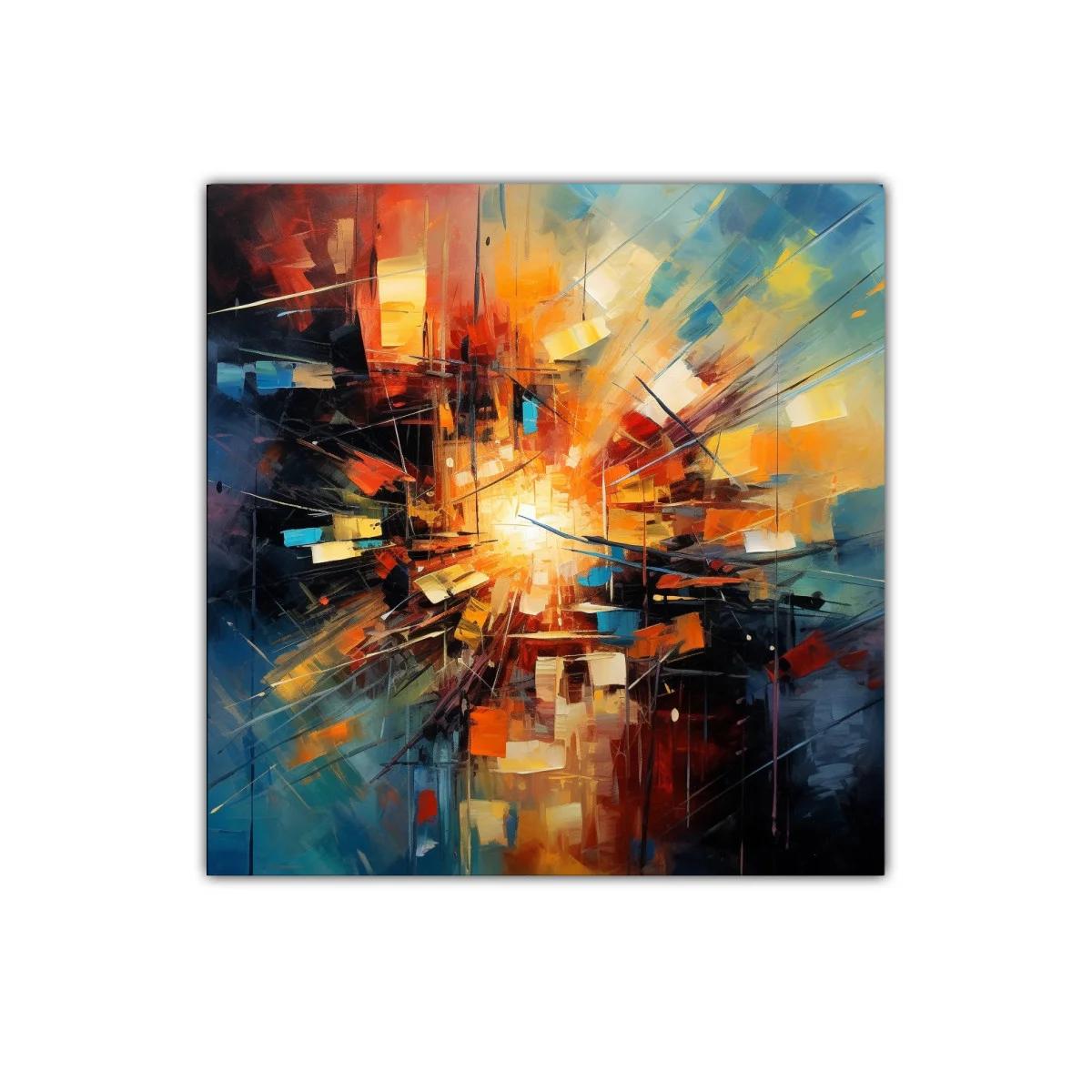 Explosión de colores vibrantes y líneas dinámicas en arte abstracto