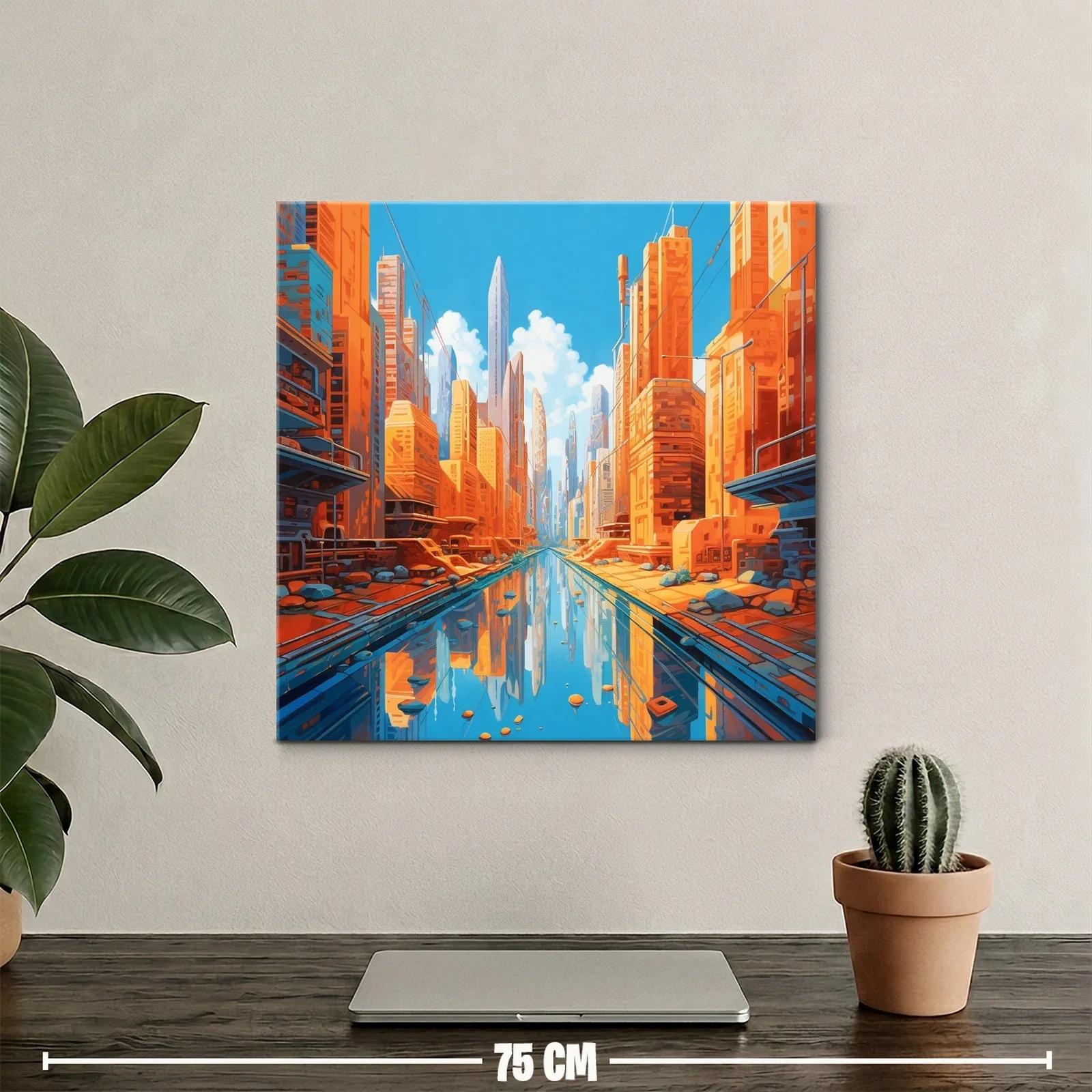 Panorama urbano vibrante con reflejos en canal central — miniatura 2