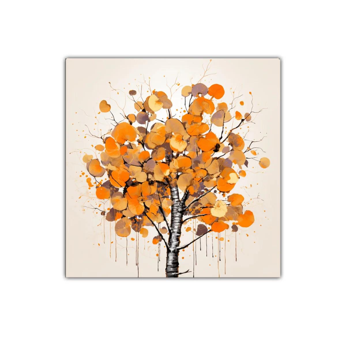 Cuadro árbol con hojas en tonos cálidos y ocre — imagen principal