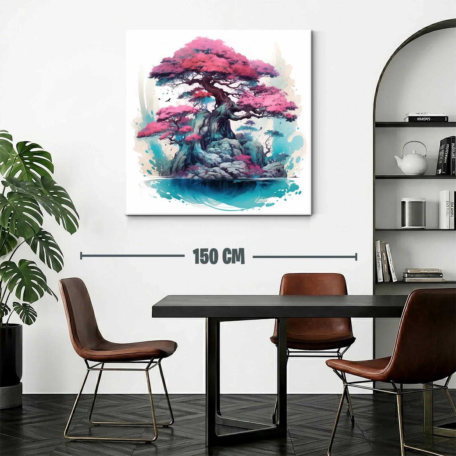 Árbol de Bonsái en Isla con Tonos Rosados y Azules — miniatura 2