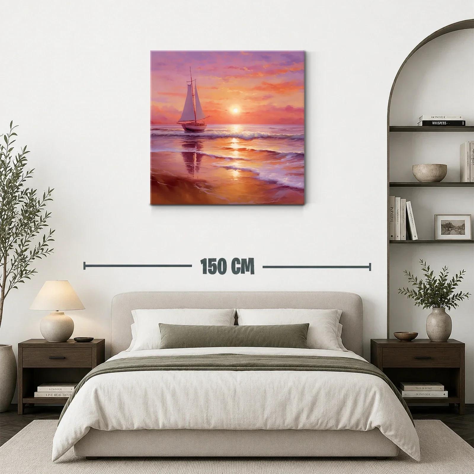 Atardecer sereno con velero navegando en mar tranquilo — miniatura 3