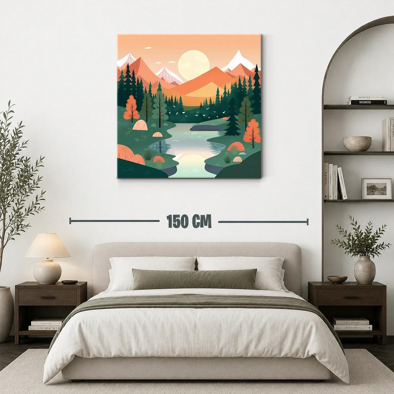 Paisaje sereno con río y montañas al atardecer — miniatura 3