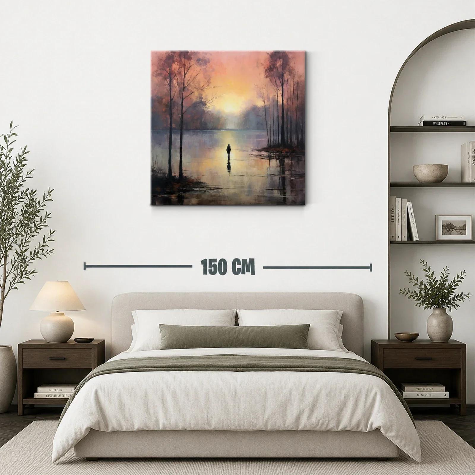 Paisaje sereno al amanecer con figura solitaria — miniatura 3