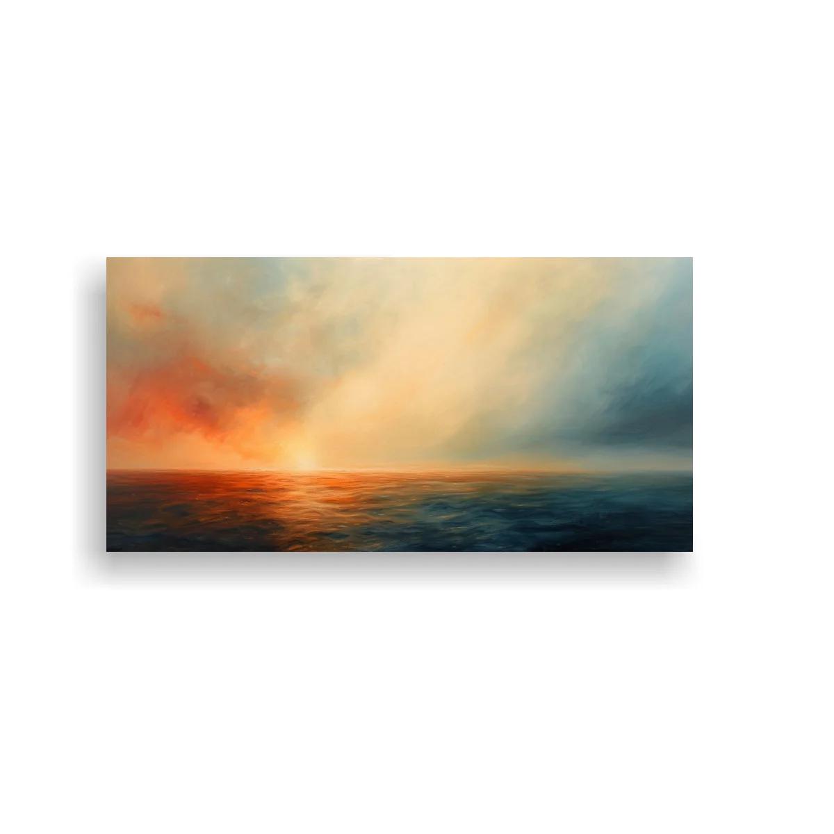 Cuadro marina al atardecer con luz central