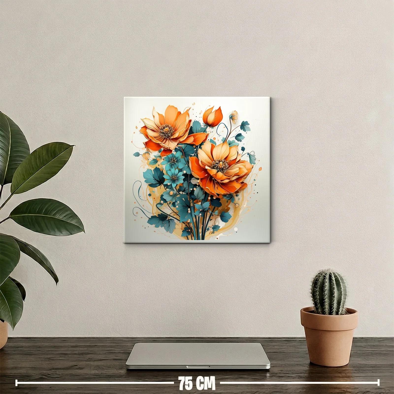 Exuberante ramo floral con vibrantes tonos naranja y azul — miniatura 2