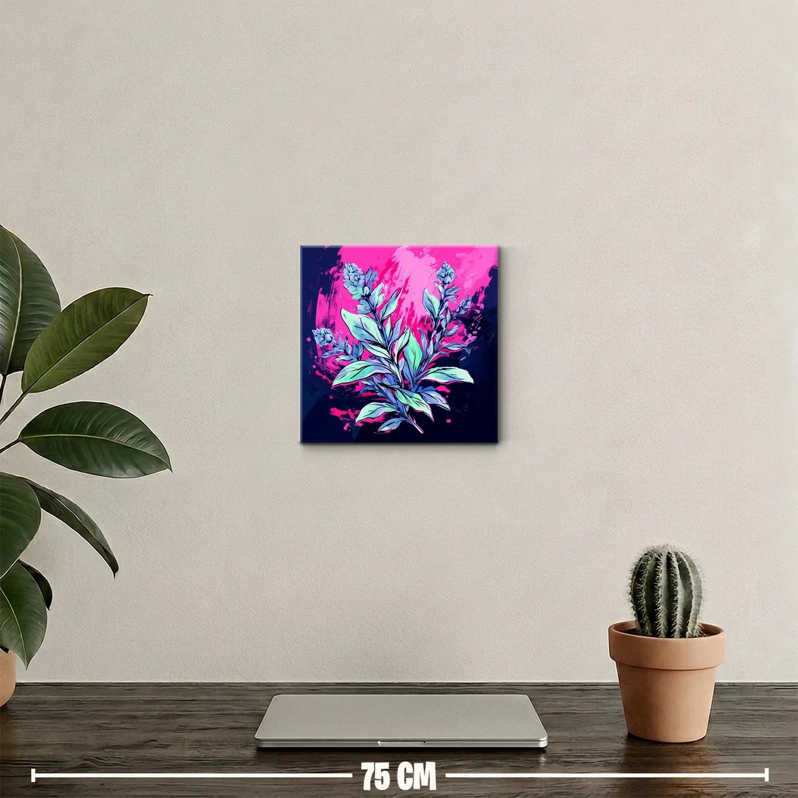 Cuadro floral moderno con tonos vibrantes y contrastes intensos — miniatura 2