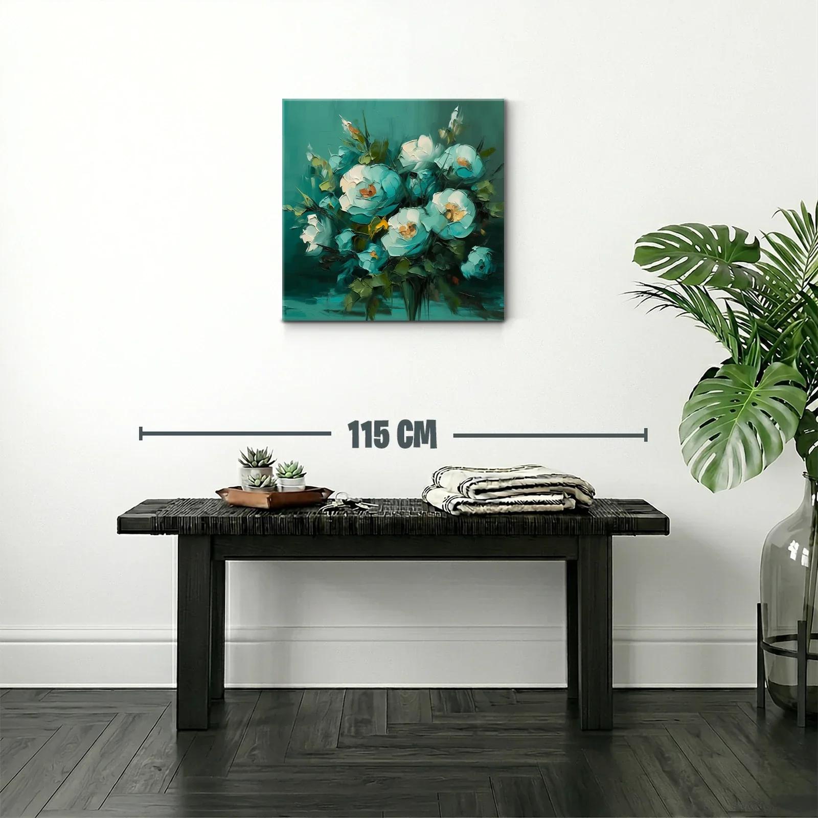 Cuadro floral en tonos verdes y azules suaves — miniatura 2
