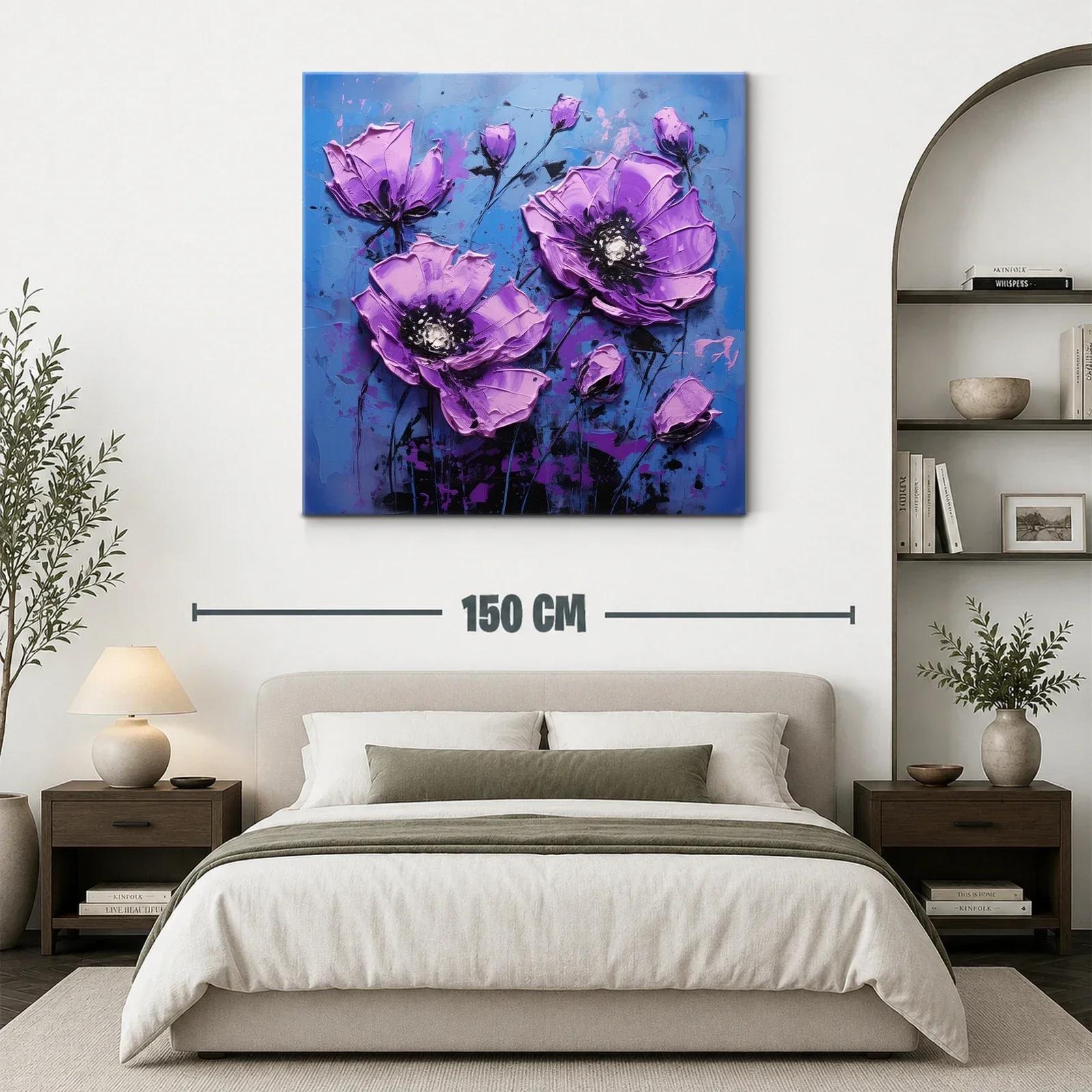 Flores Violetas Vibrantes en Fondo Azul Profundo — miniatura 3
