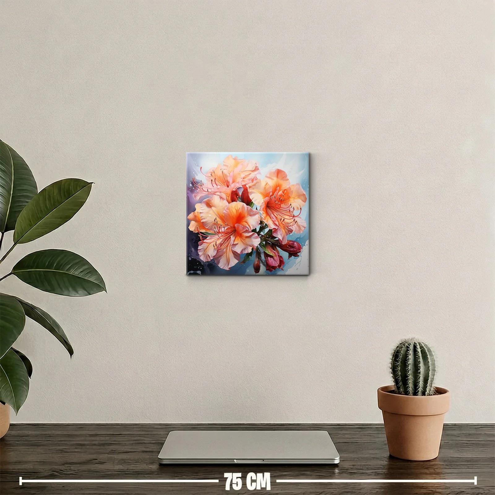 Cuadro decorativo con vibrantes flores naranja y rosa — miniatura 2