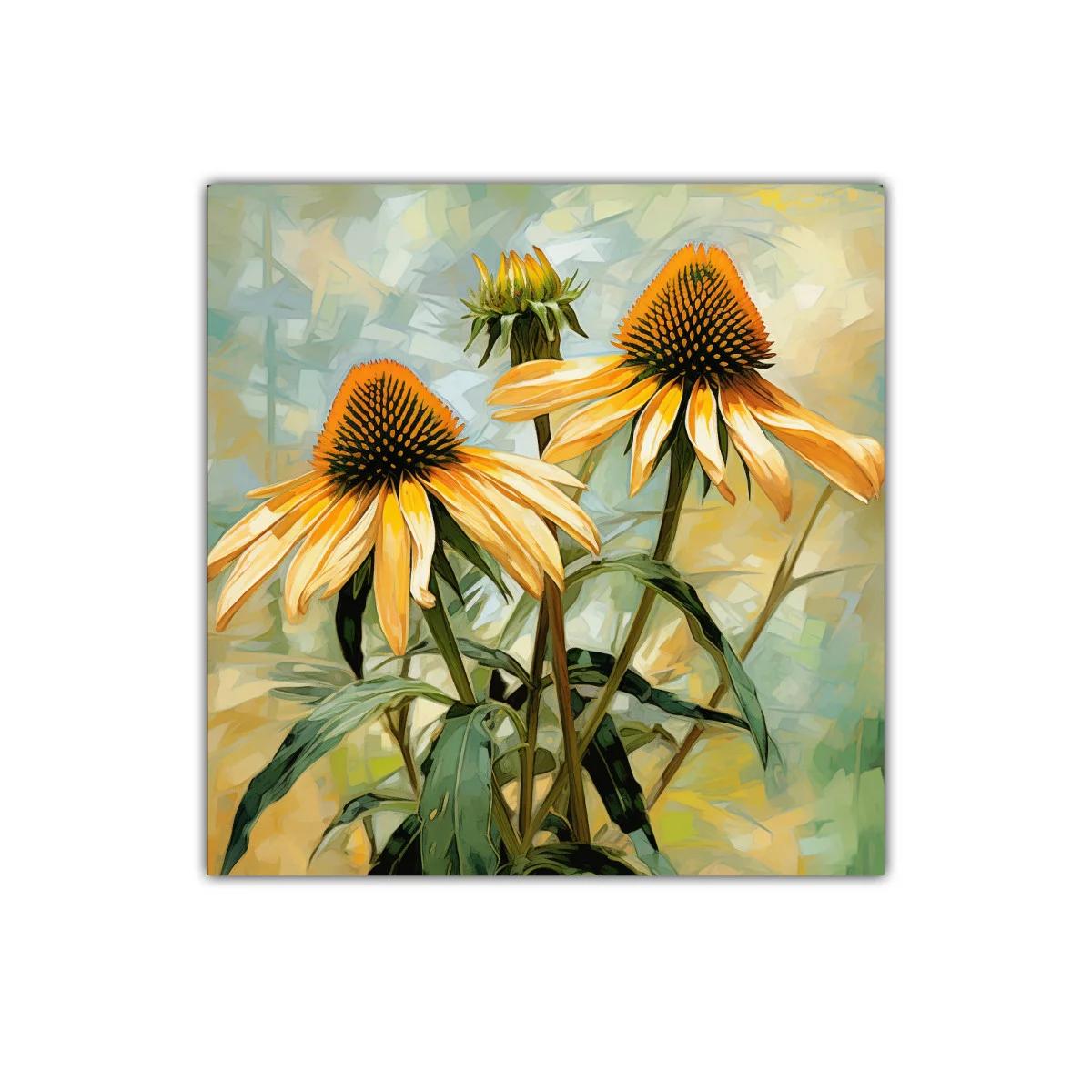 Cuadro decorativo con flores amarillas en tonos cálidos — imagen principal