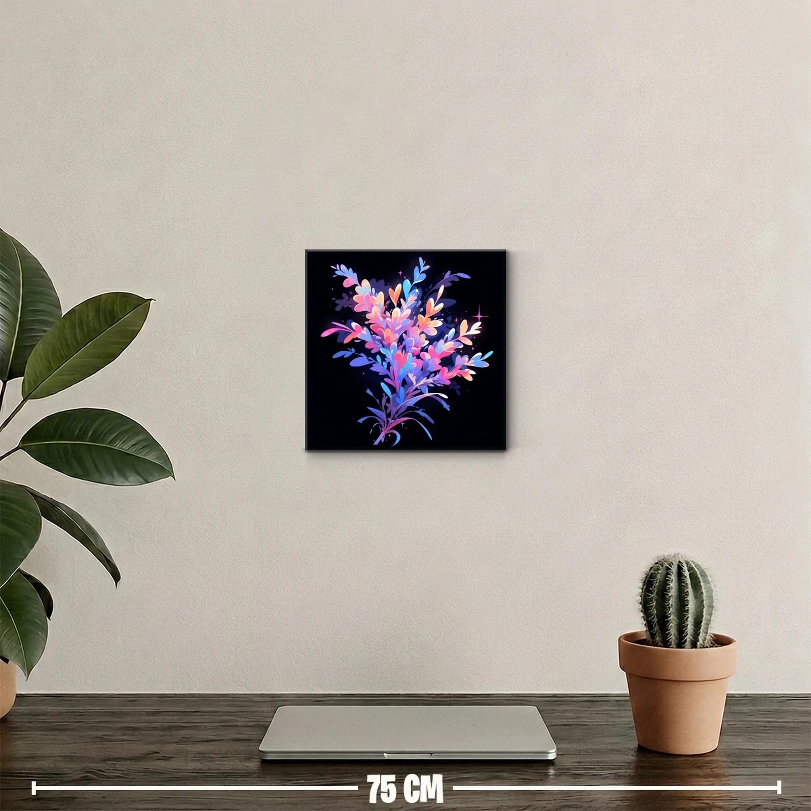Cuadro abstracto en tonos rosas y azules vibrantes — miniatura 2
