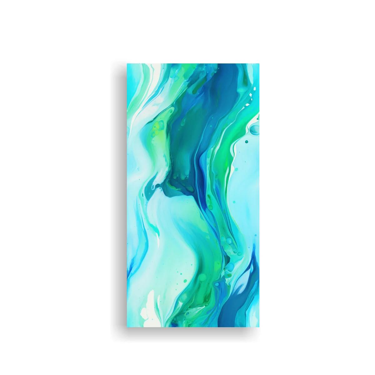Cuadro abstracción líquida en turquesa y azul